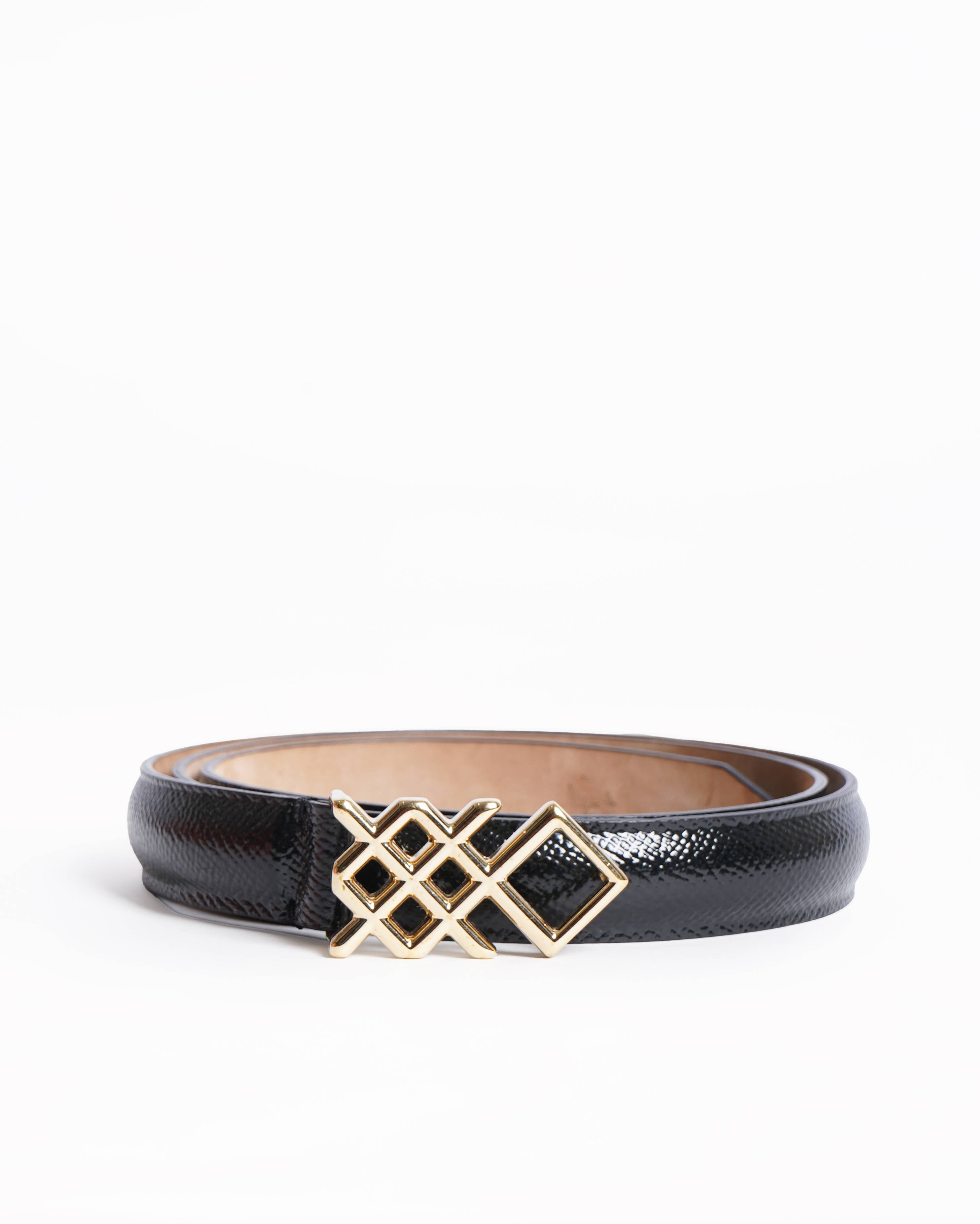Burberry Slim Black Embossed Leather belt