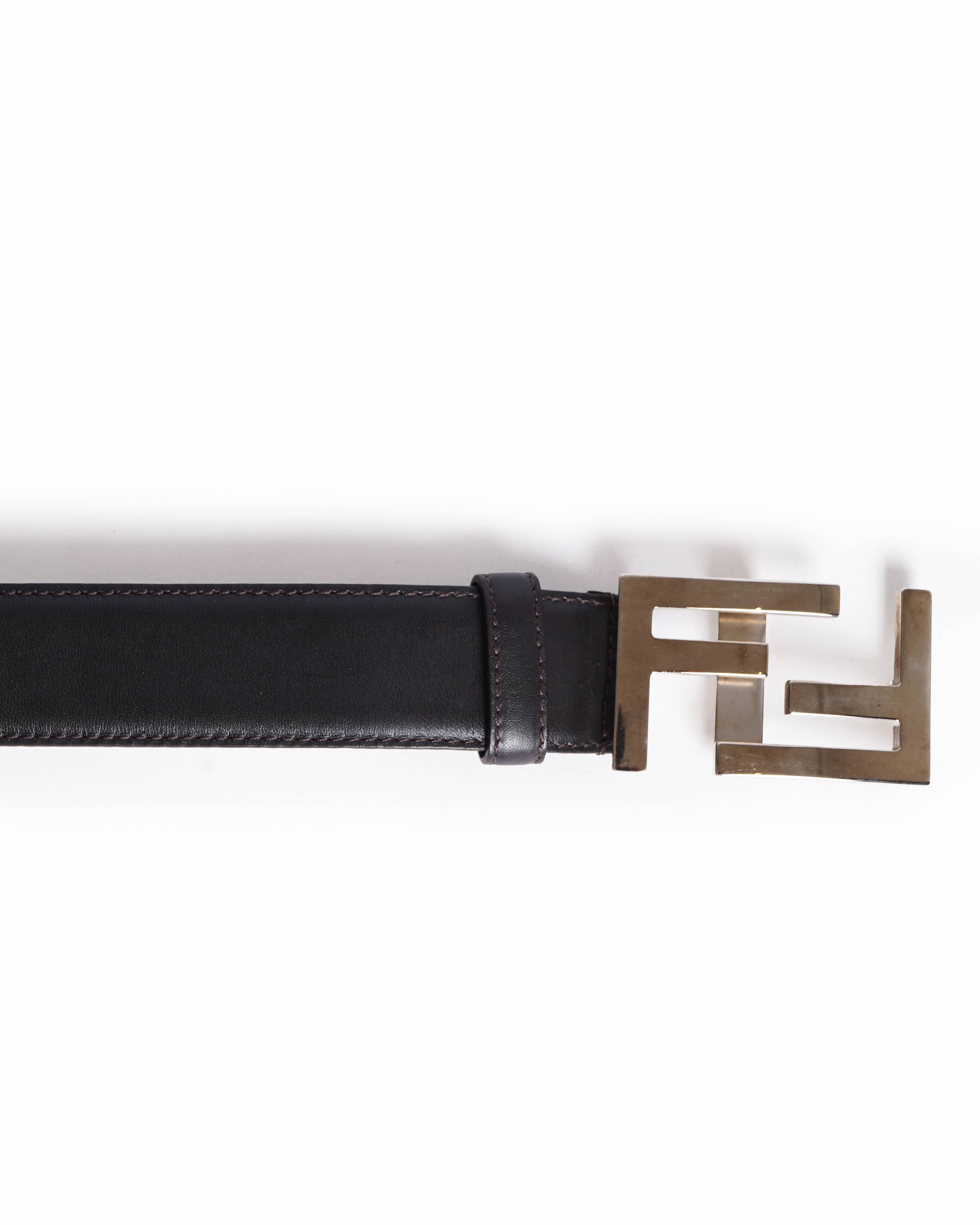 Fendi women's Leather Squared FF Logo Belt