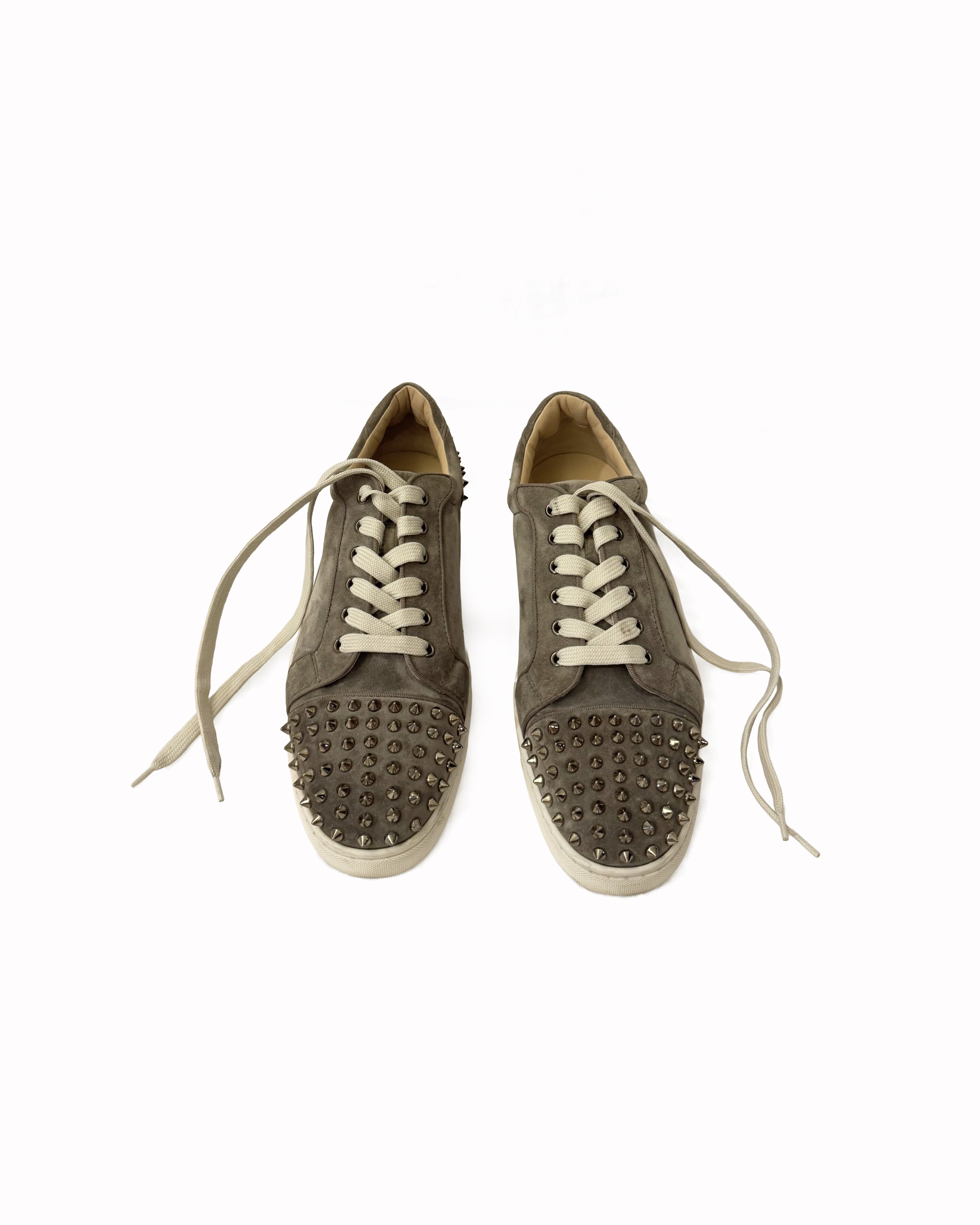 Christian Louboutin Suede Louise Spike Low Top Sneakers in Beige