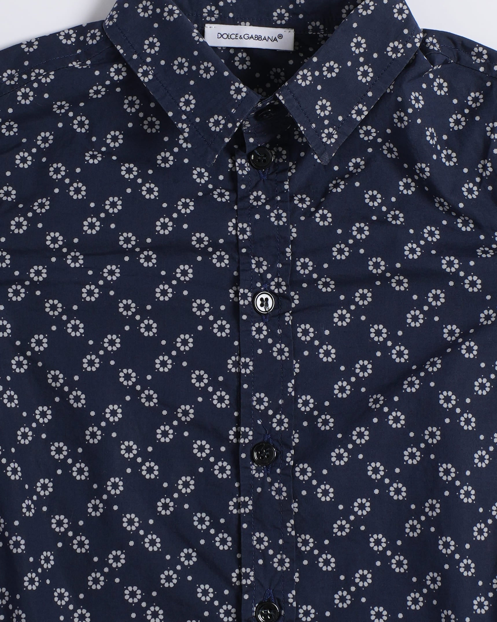 Dolce & Gabbana Boys’ Navy Blue Shirt with Floral Print