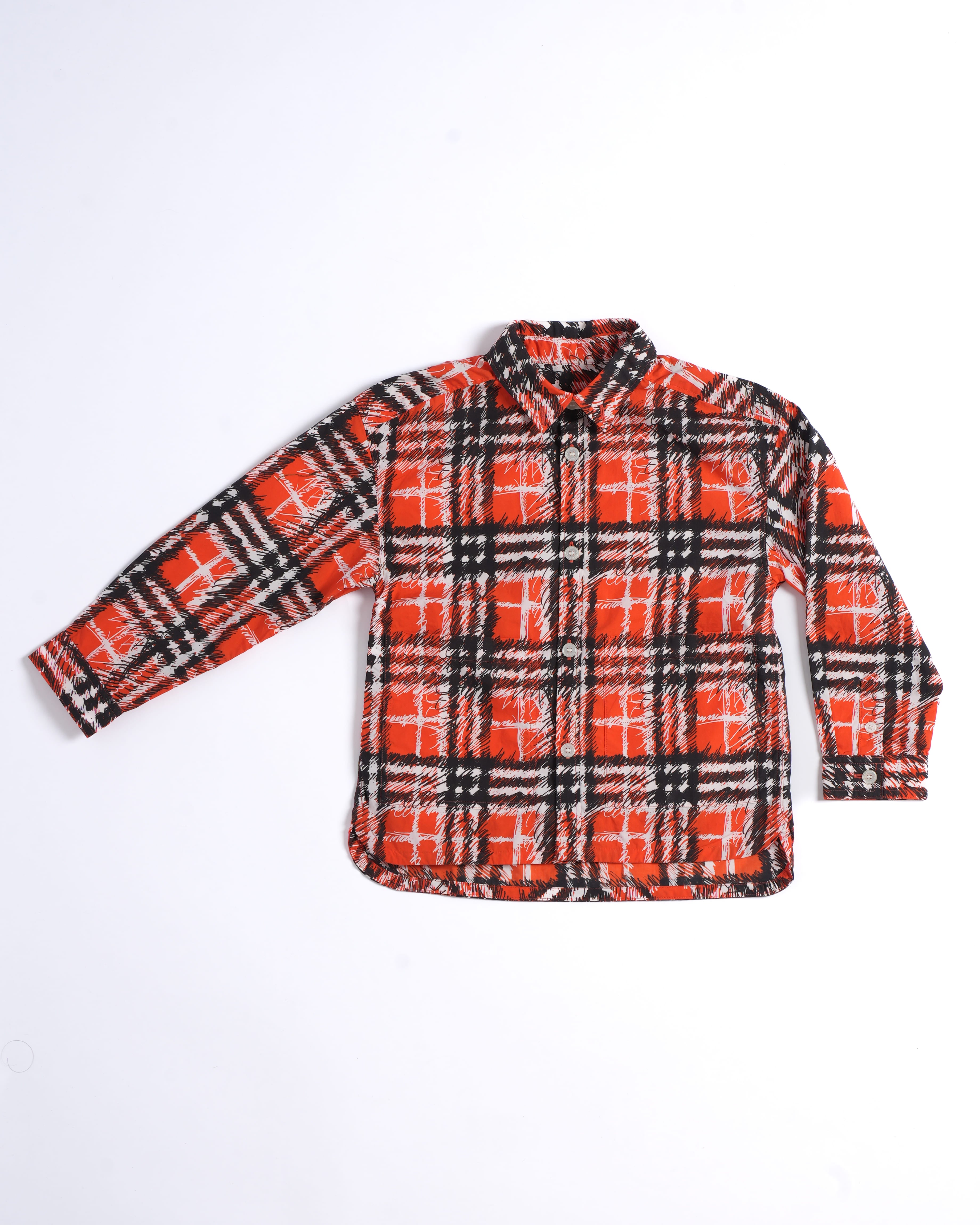 Burberry Orange White Checkered Shirt