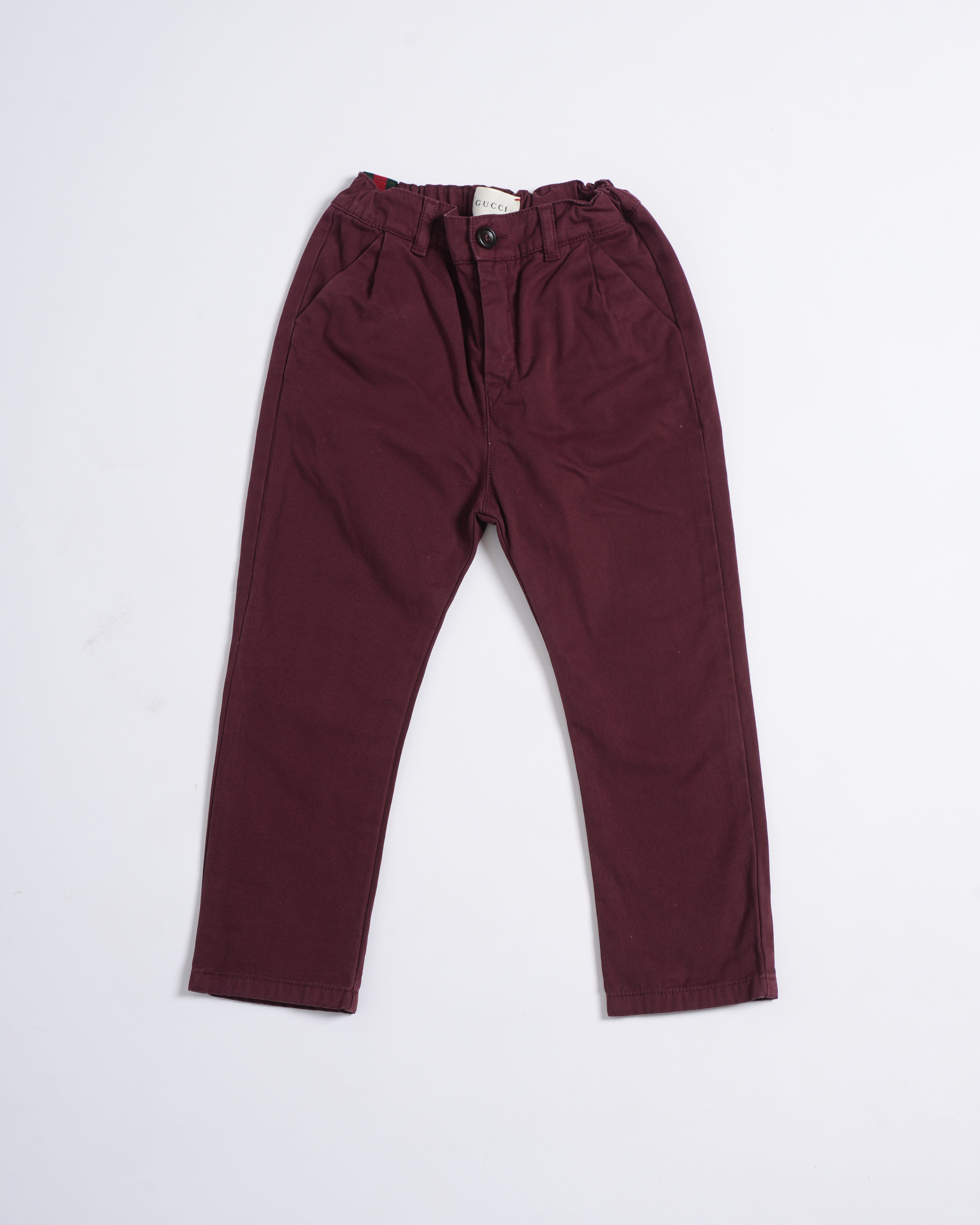 Gucci Elasticated Boys Kidswear Pants in Maroon