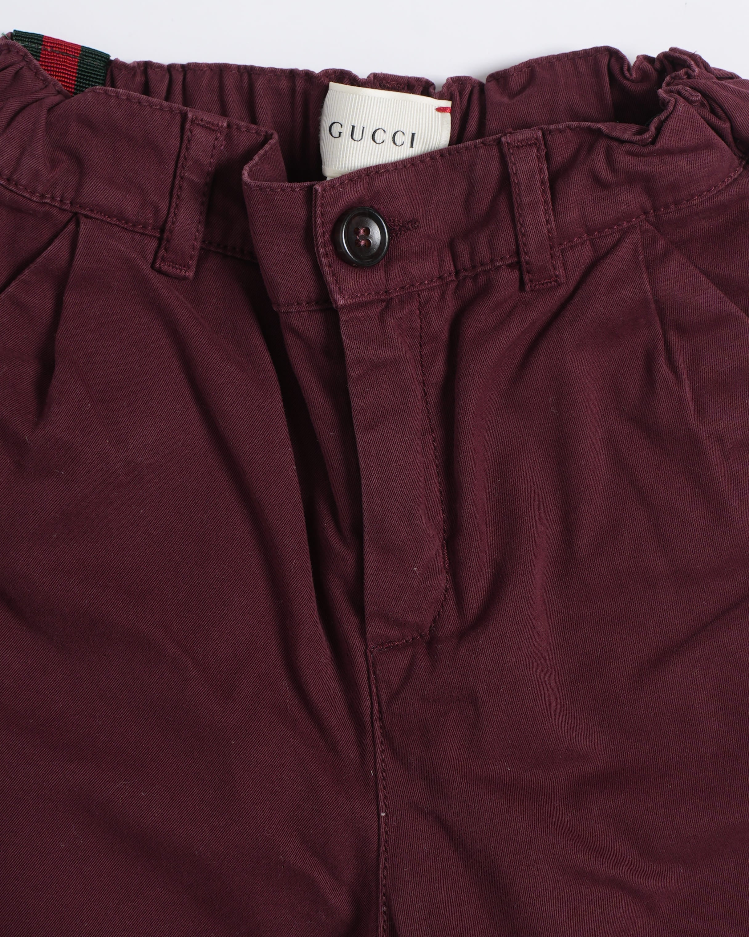 Gucci Elasticated Boys Kidswear Pants in Maroon