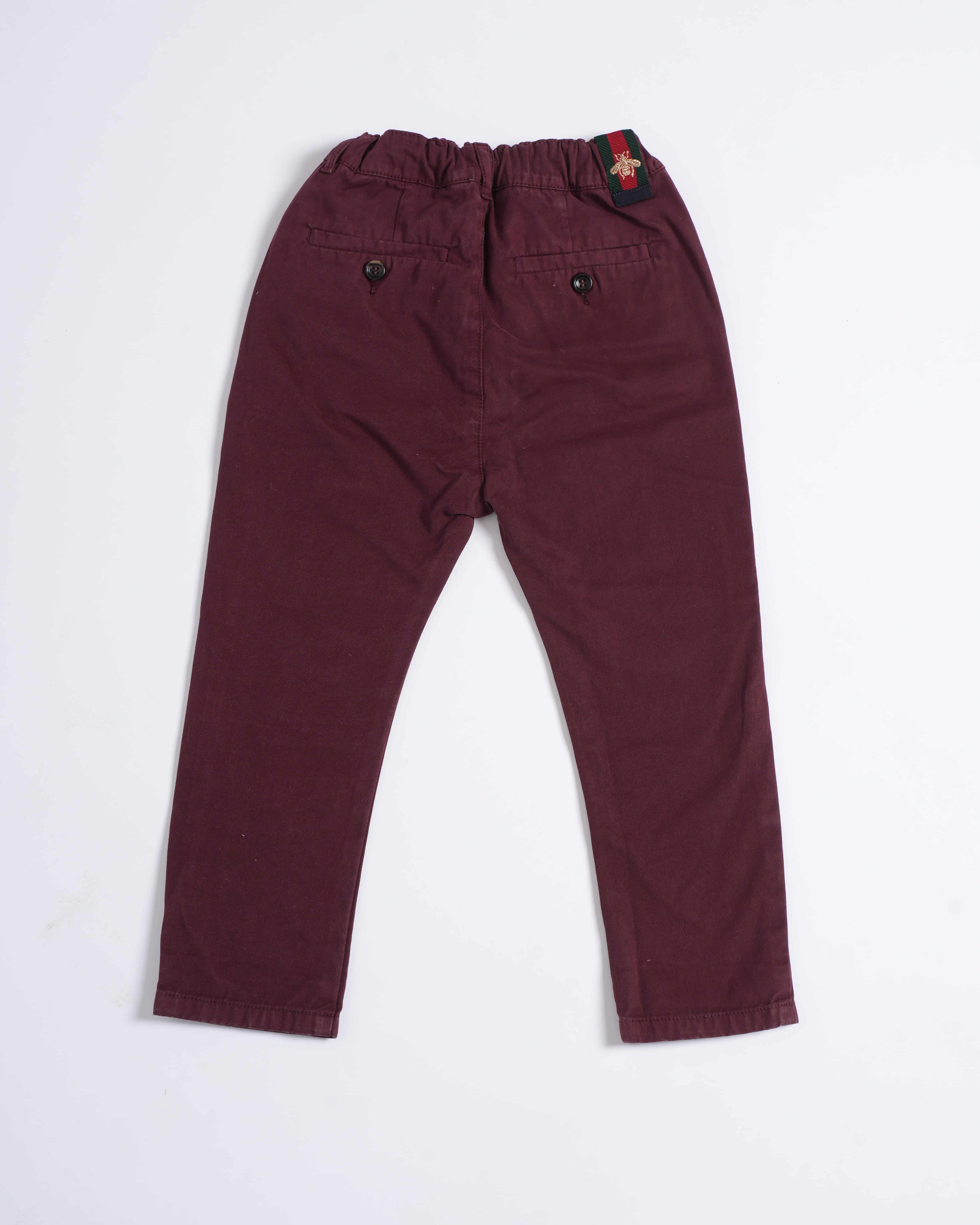 Gucci Elasticated Boys Kidswear Pants in Maroon