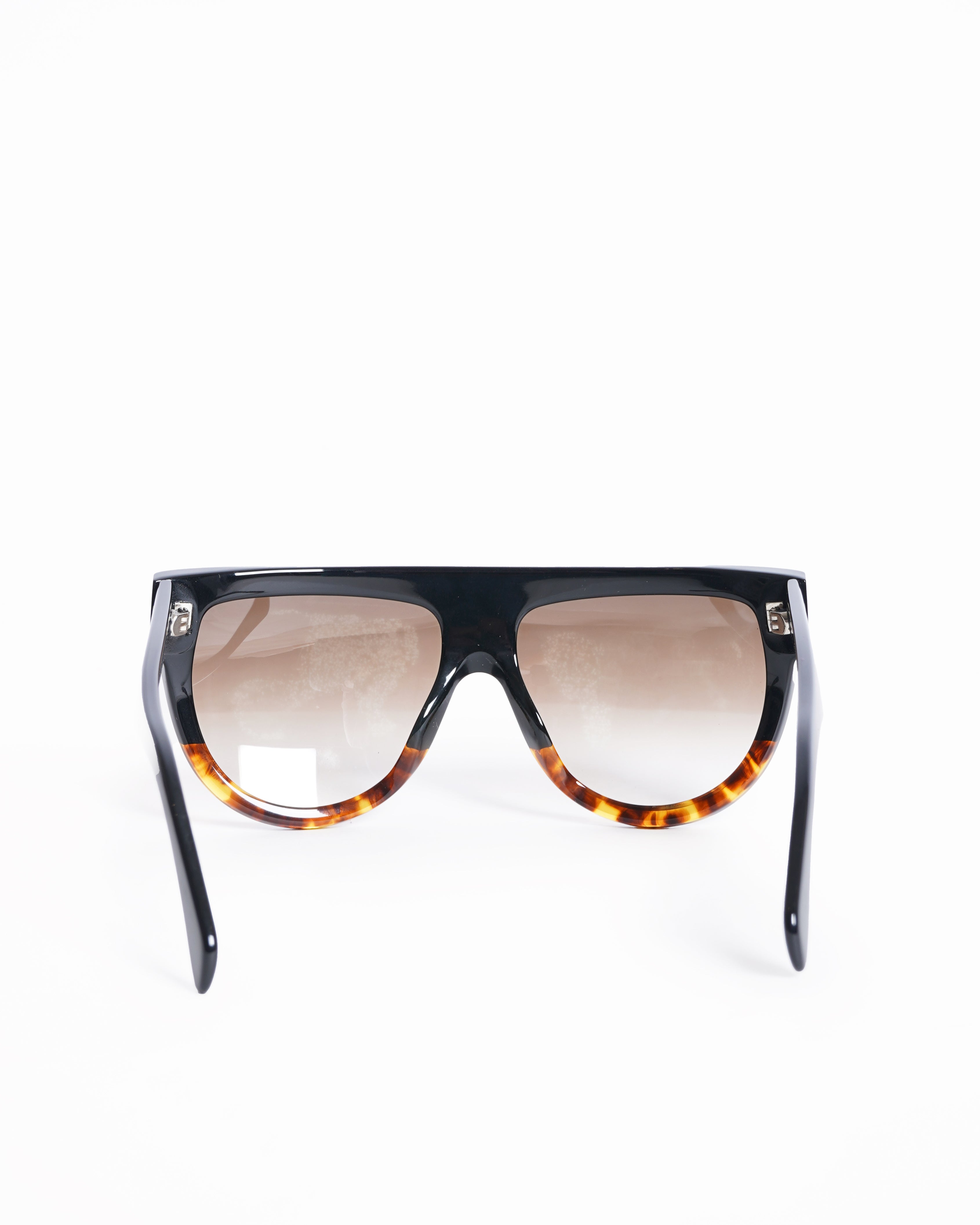 New Celine Two-Tone Black & Tortoiseshell Flat-Top Sunglasses