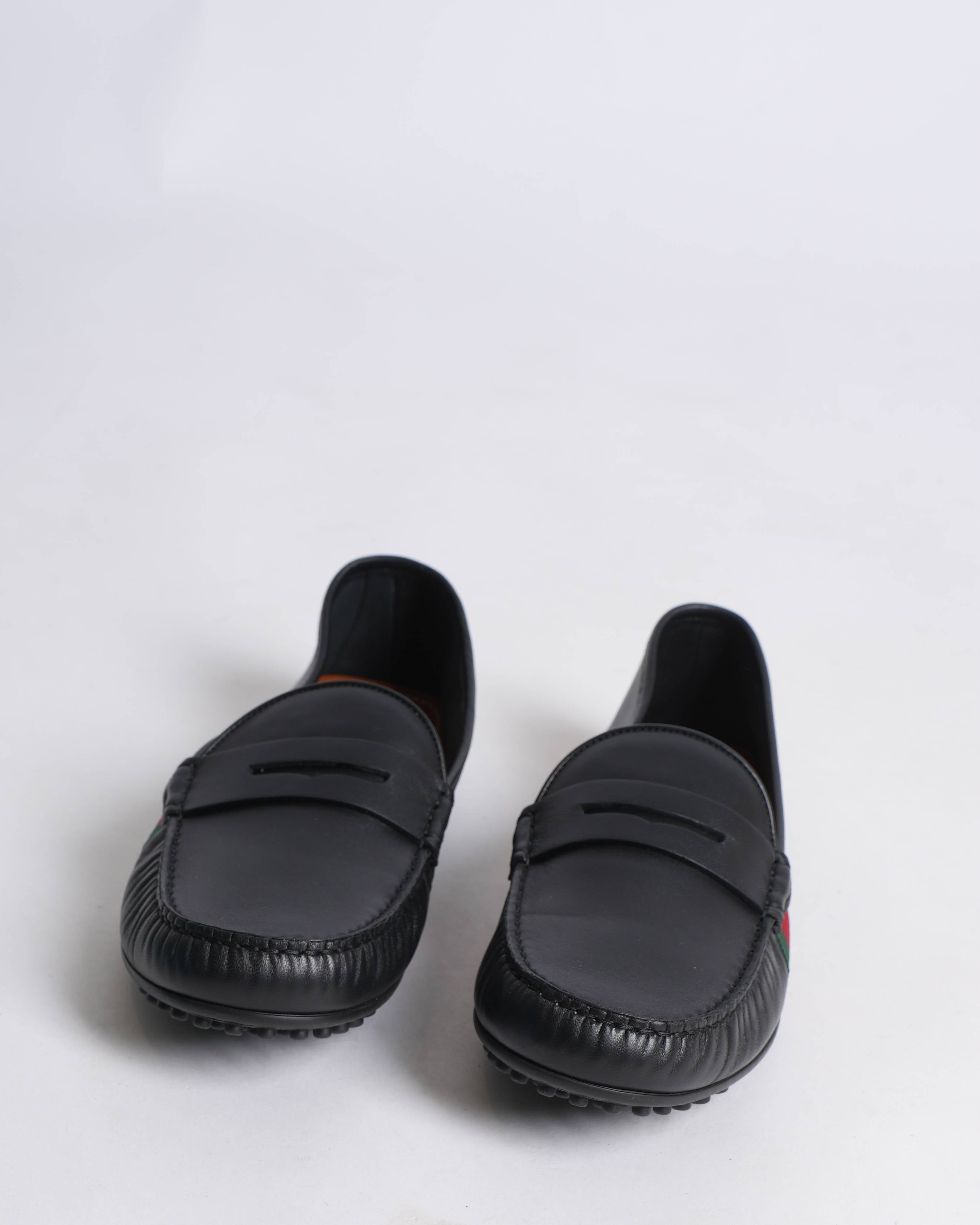 New Gucci men's black driver loafers