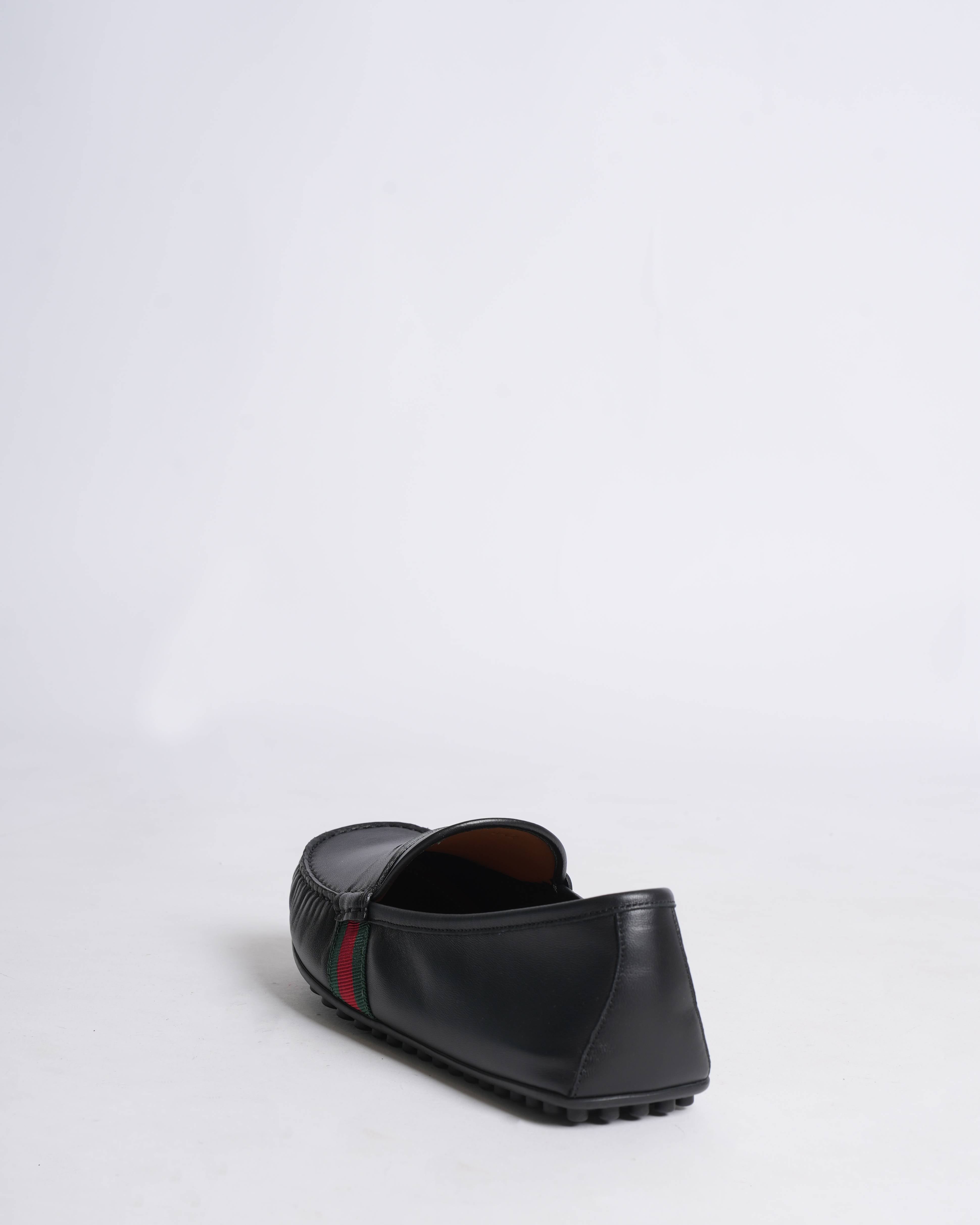 New Gucci men's black driver loafers