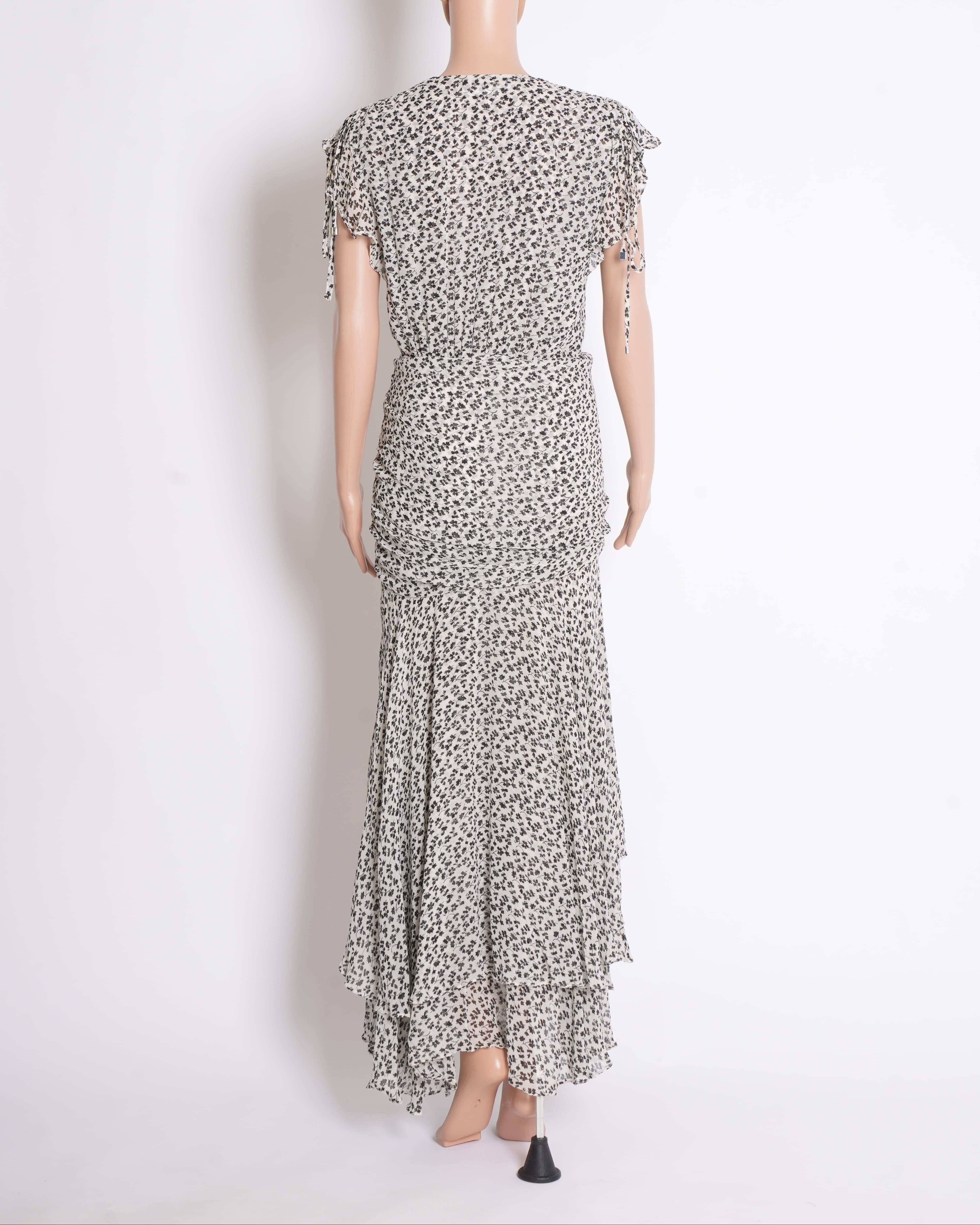 Veronica Beard Avenel Frilled Floral Print Silk, dress