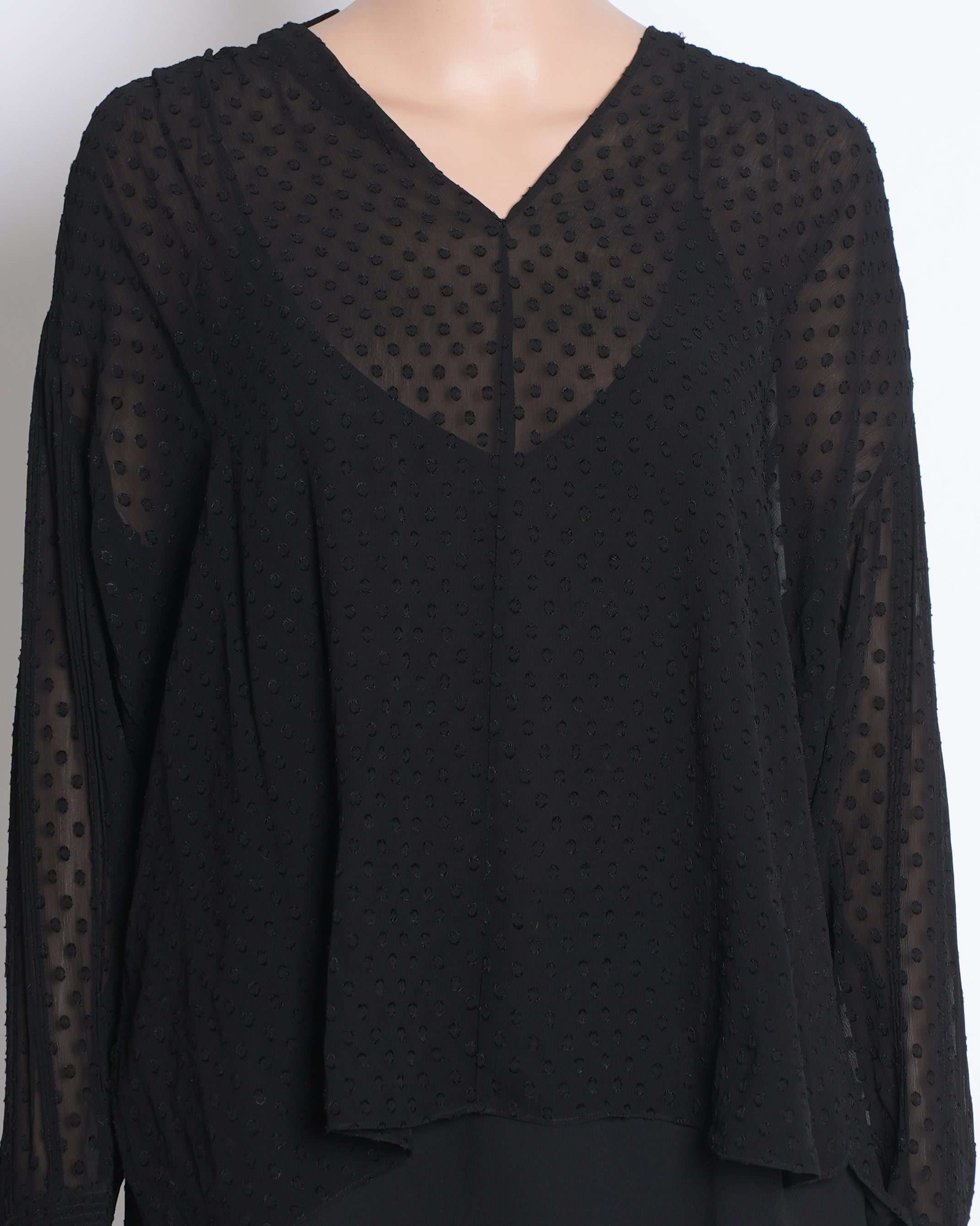 Massimo Dutti Set Of Two Sheer Top In Black