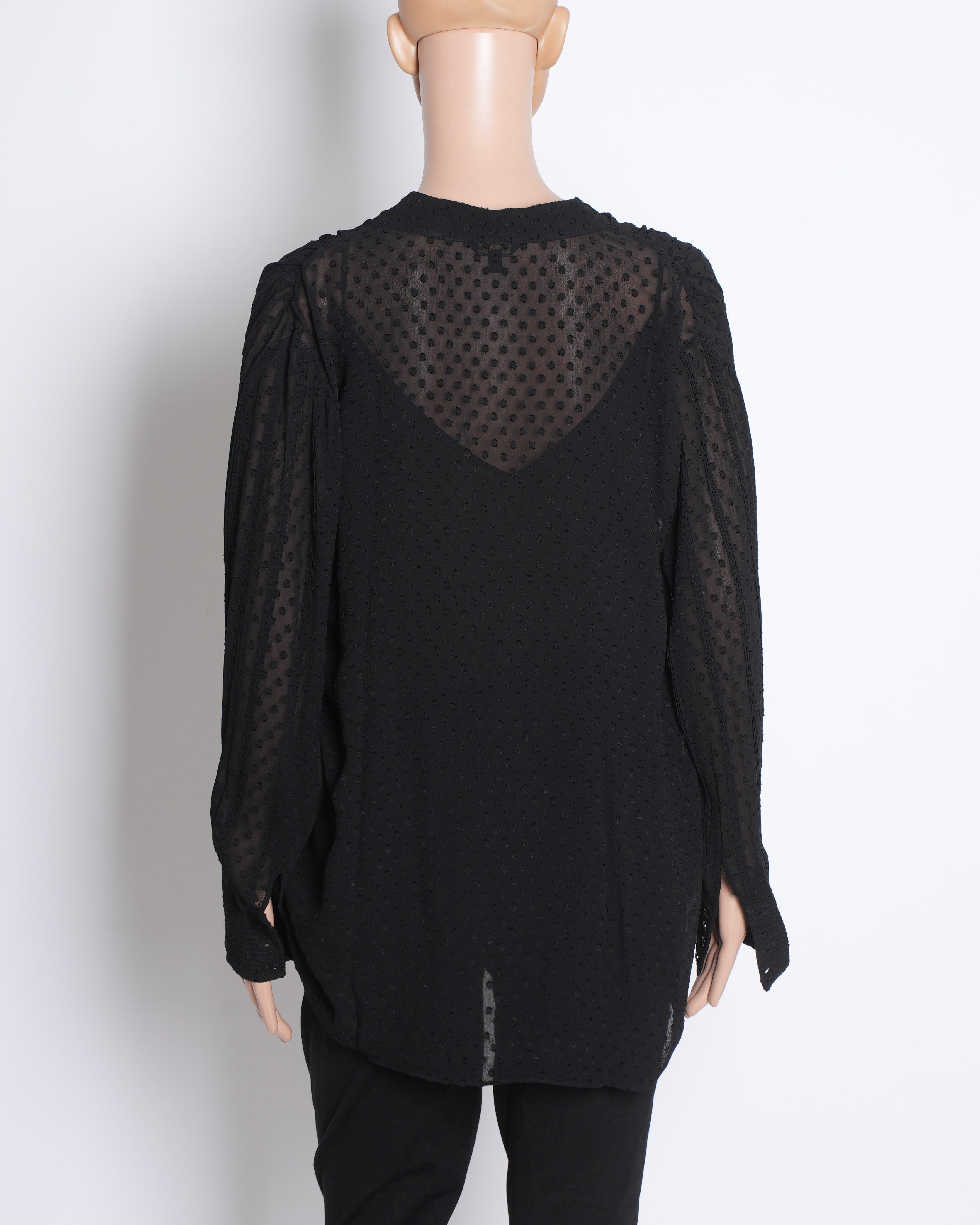 Massimo Dutti Set Of Two Sheer Top In Black