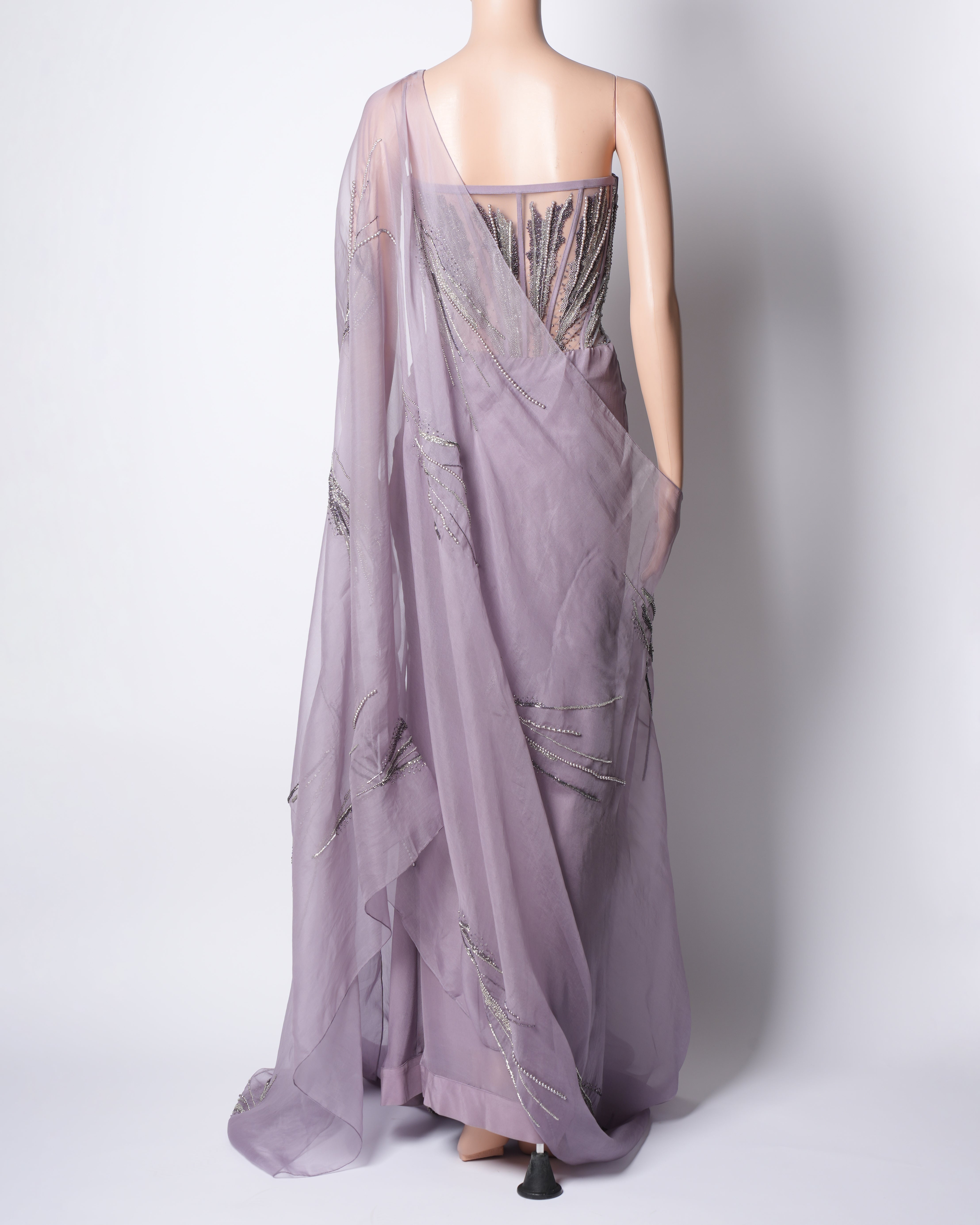 Gaurav Gupta Embroidered Corset Gown In Mauve Colour