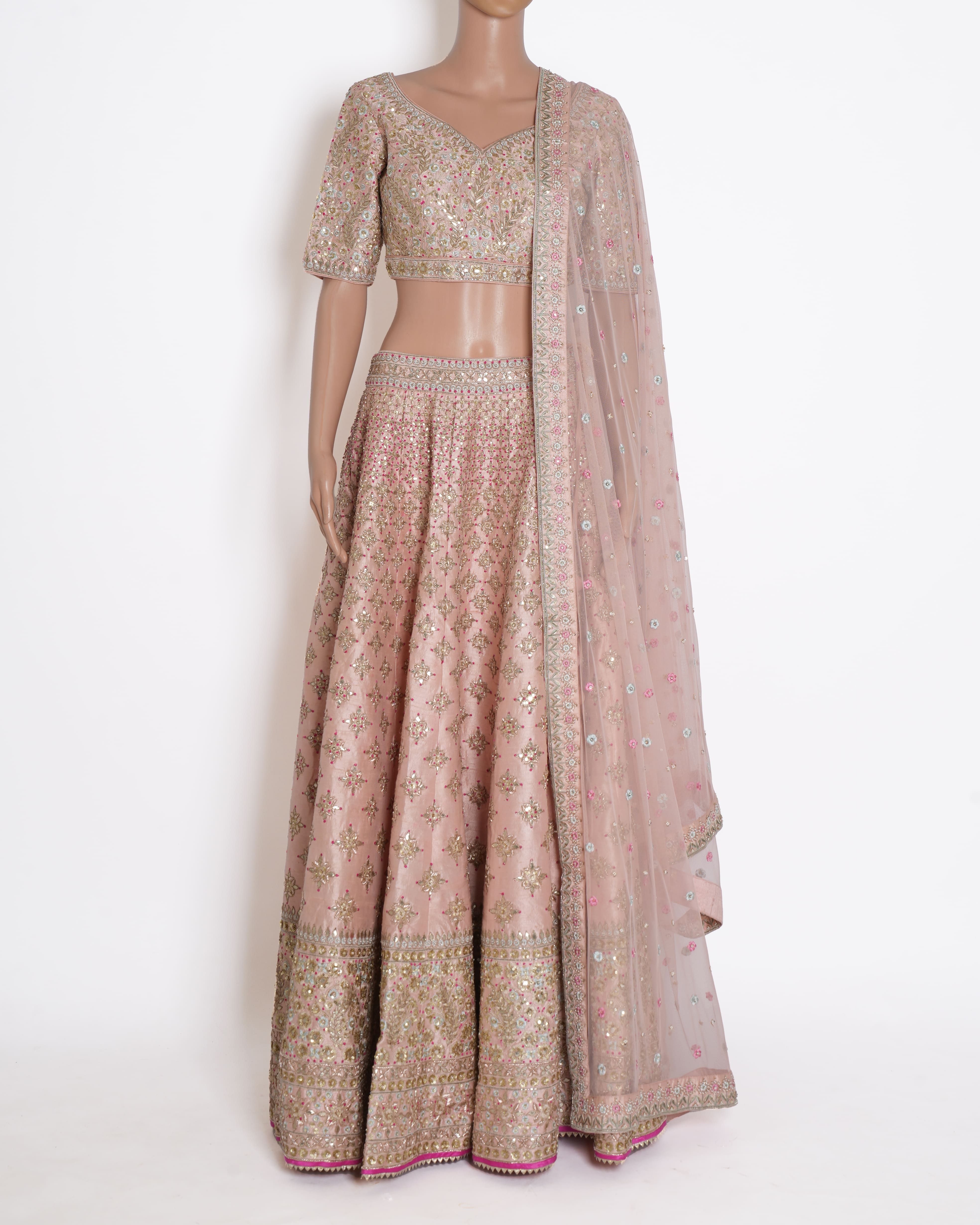 Anita Dongre Mohini Lehenga In blush Pink Set With Two Dupattas