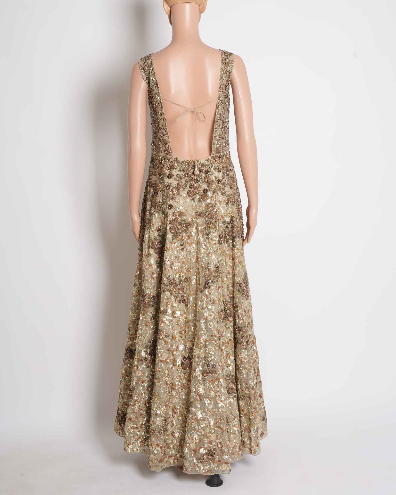 Jade embroidered beige gown