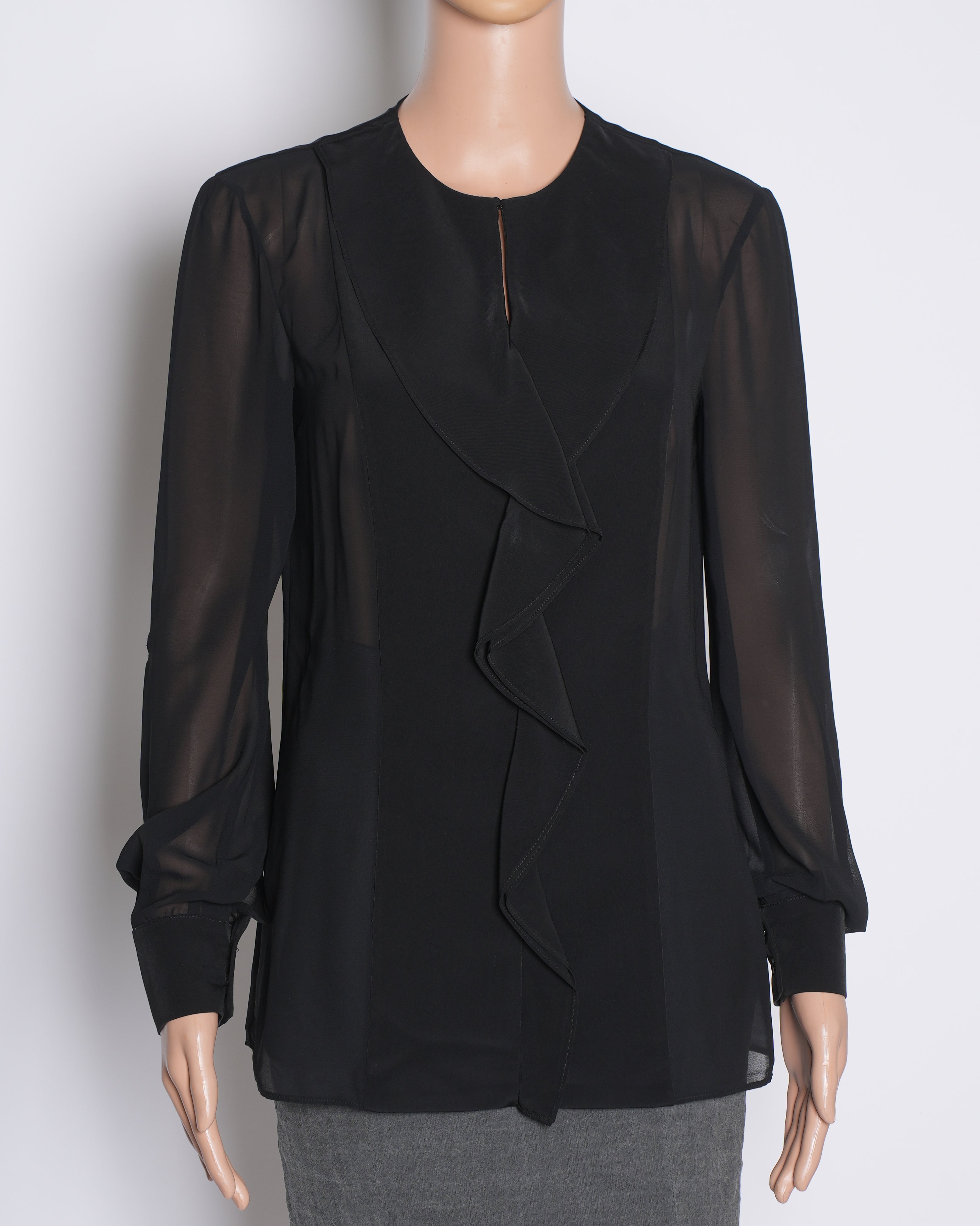 Philosophy Black Ruffle Top