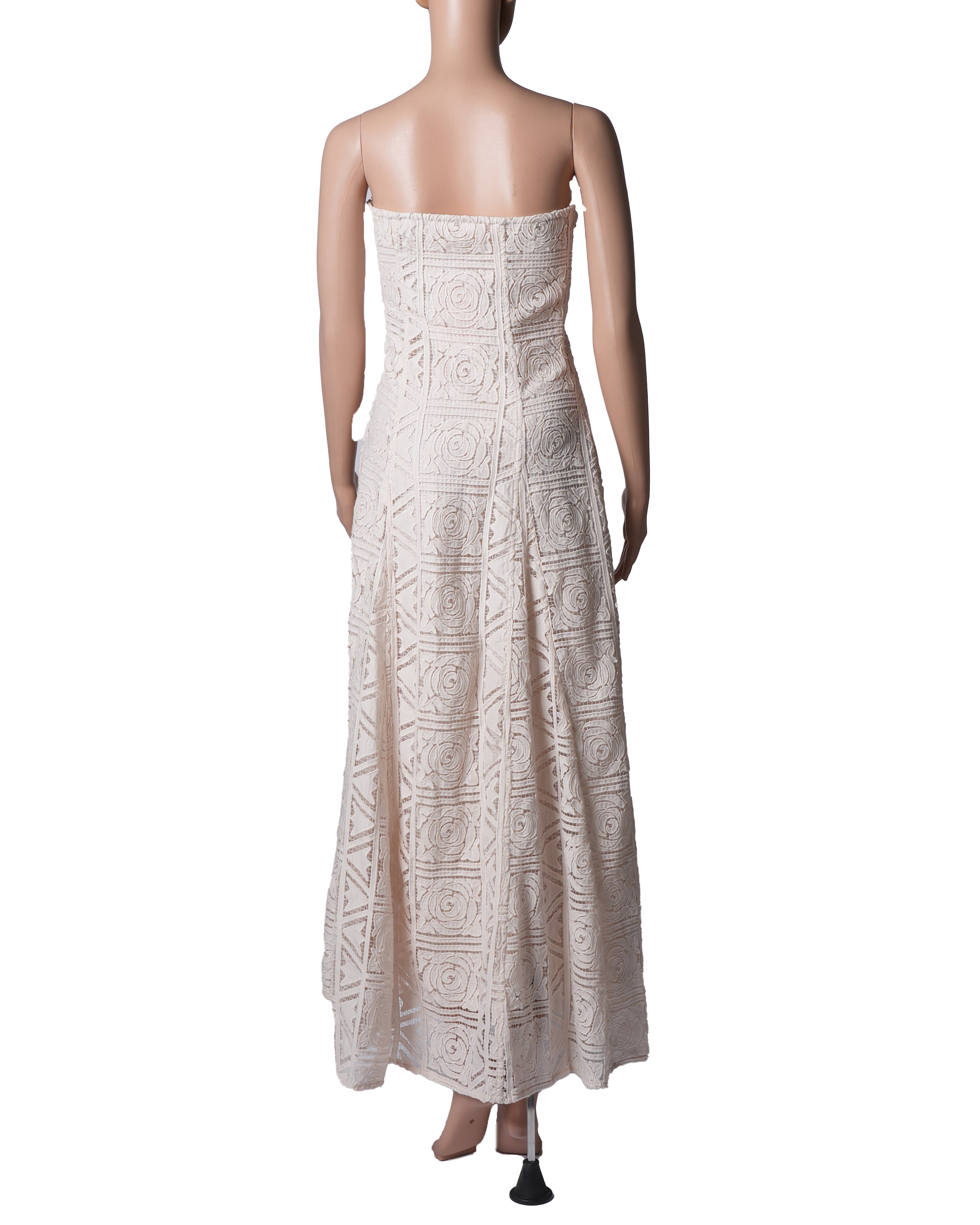 Cult Gaia Solia Long Strapless Floral Lace Dress