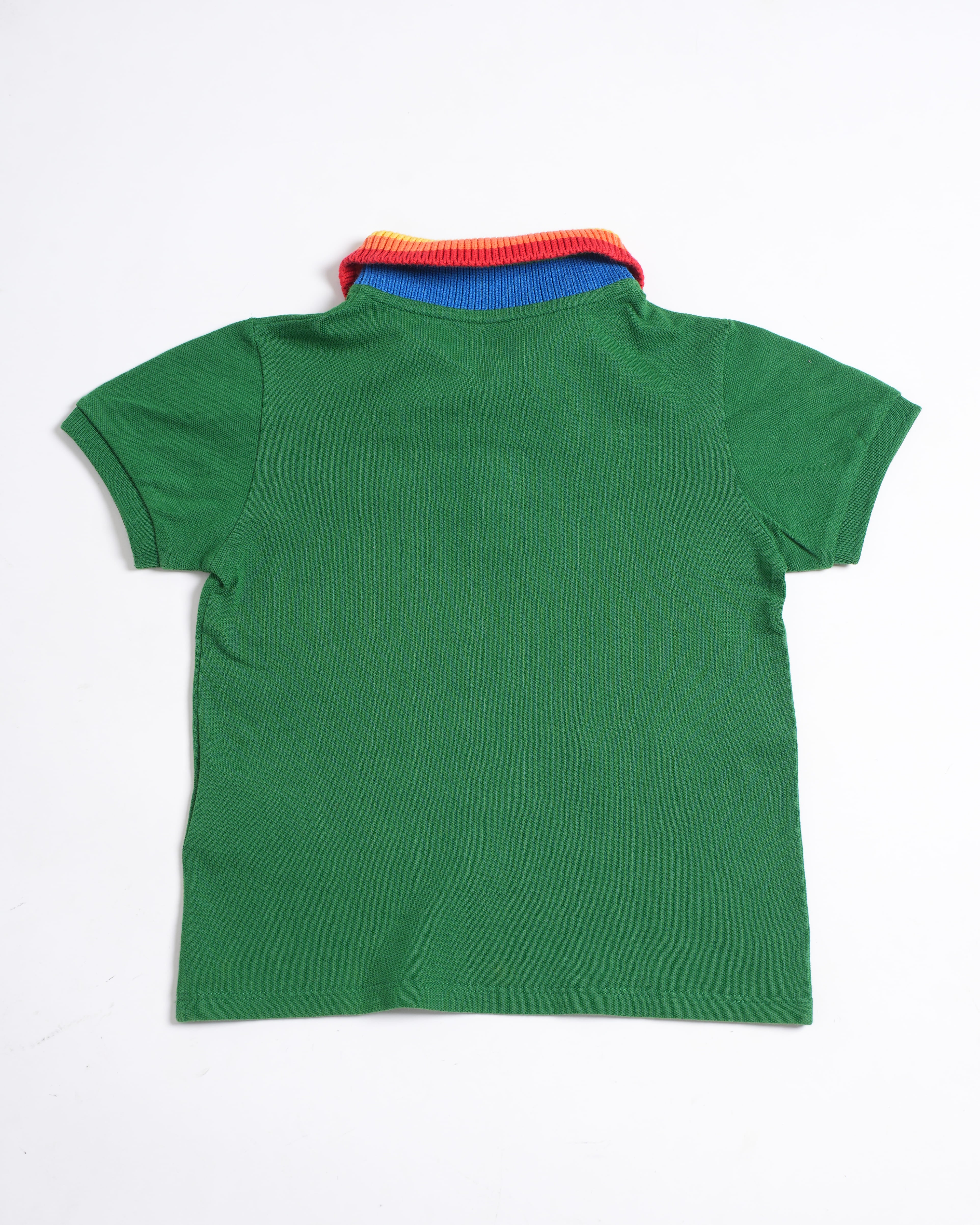 Gucci Kids Rainbow Collar Bee Polo T-Shirt