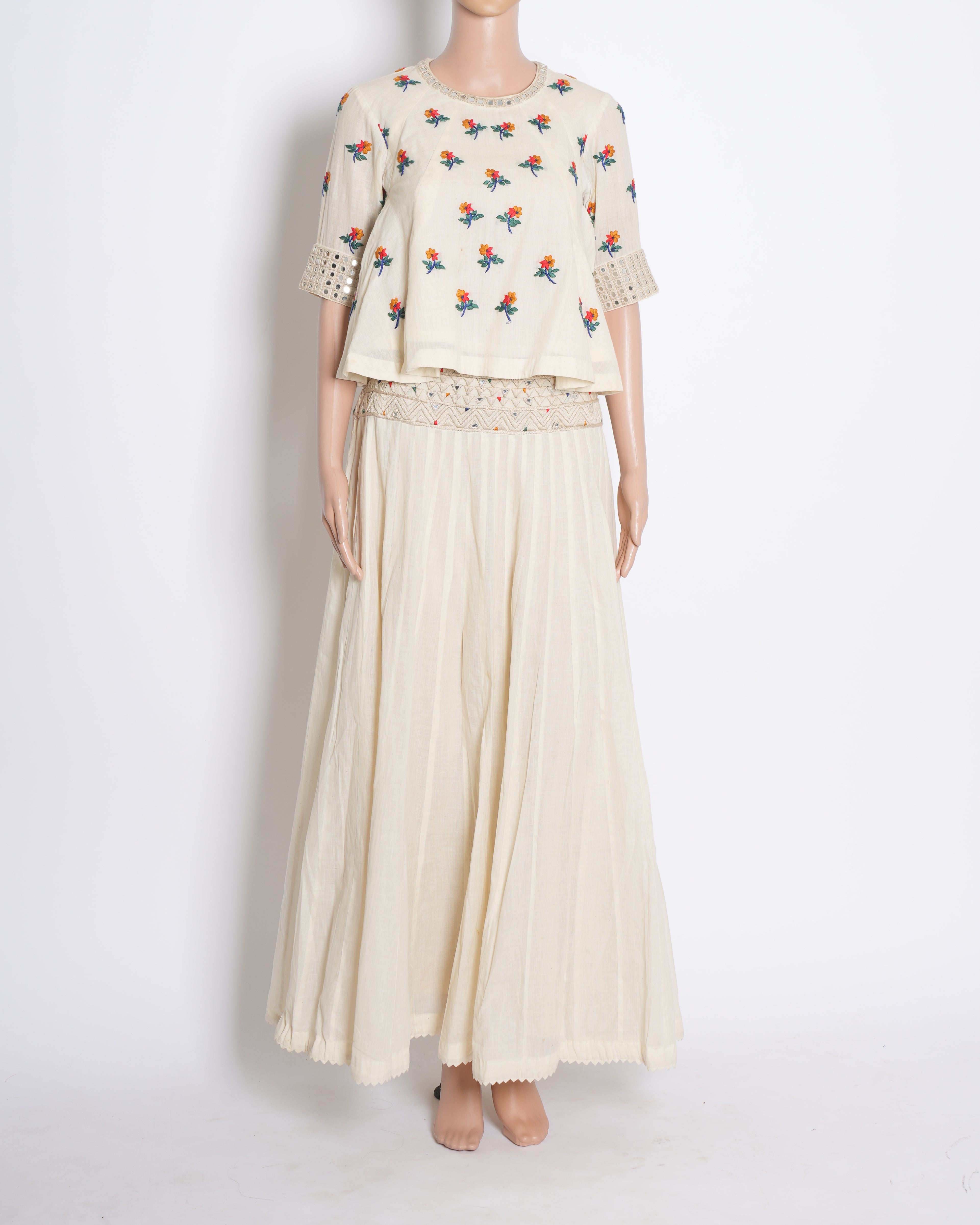Purvi Doshi Pearl White Crop Top With Lehenga