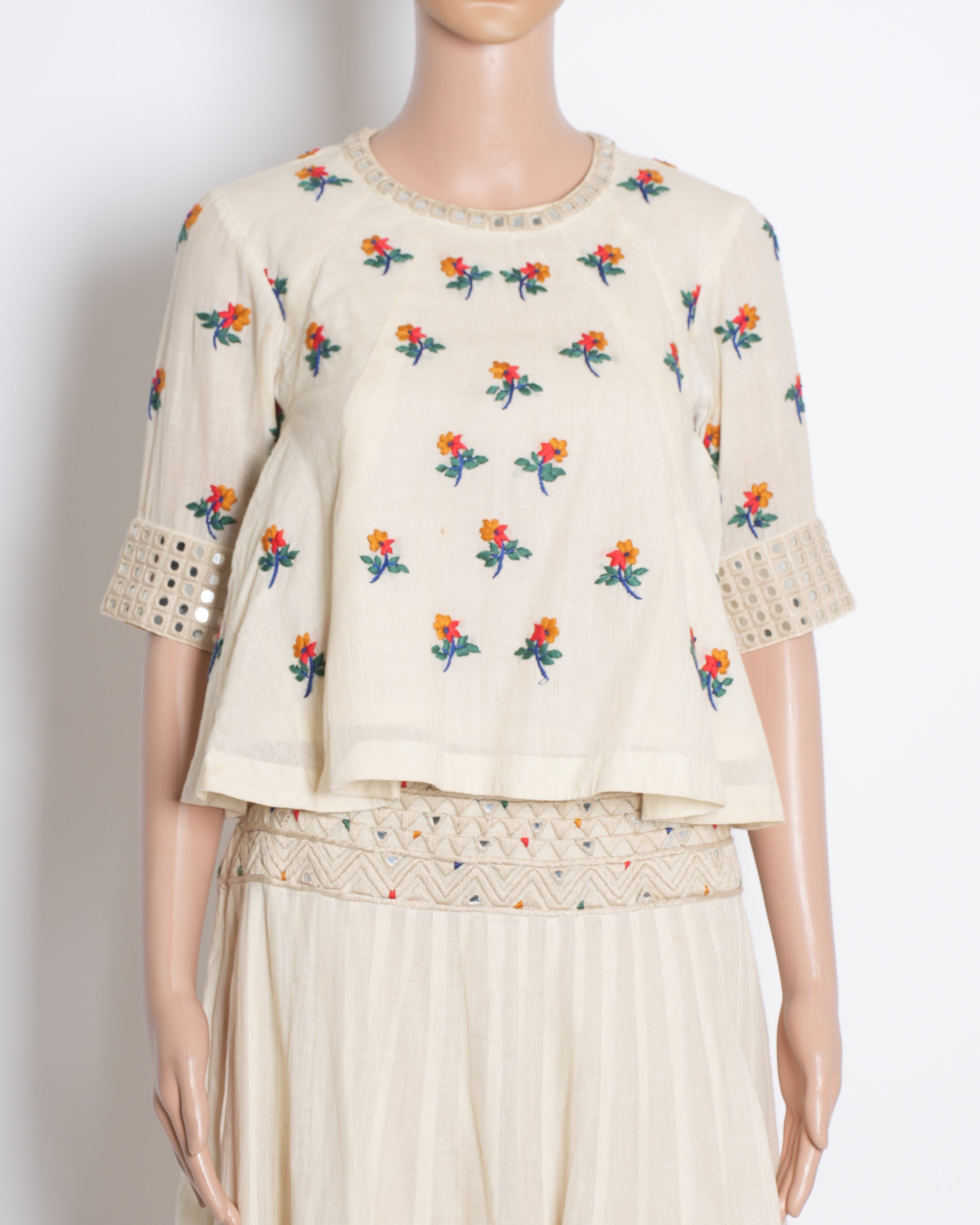 Purvi Doshi Pearl White Crop Top With Lehenga
