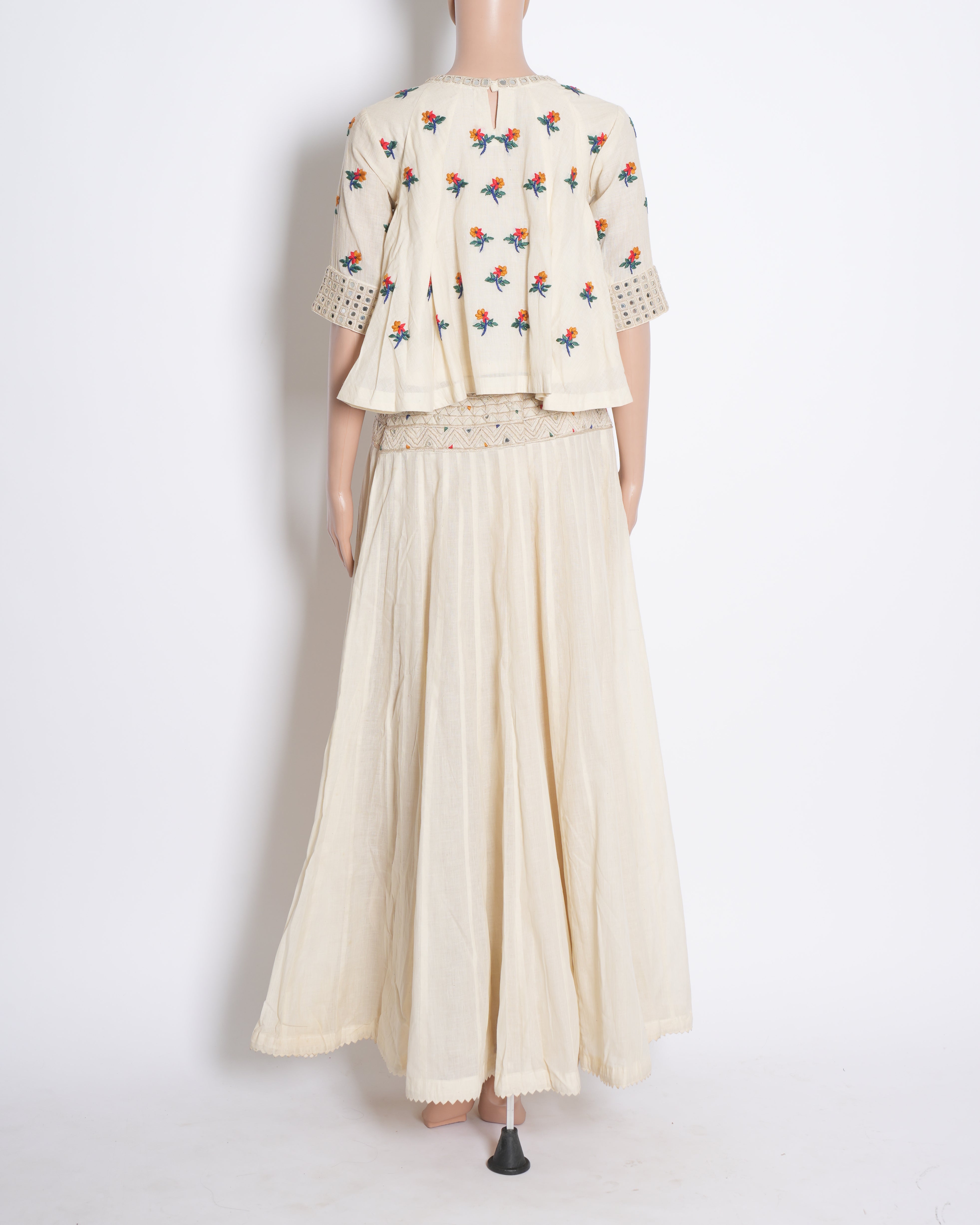Purvi Doshi Pearl White Crop Top With Lehenga