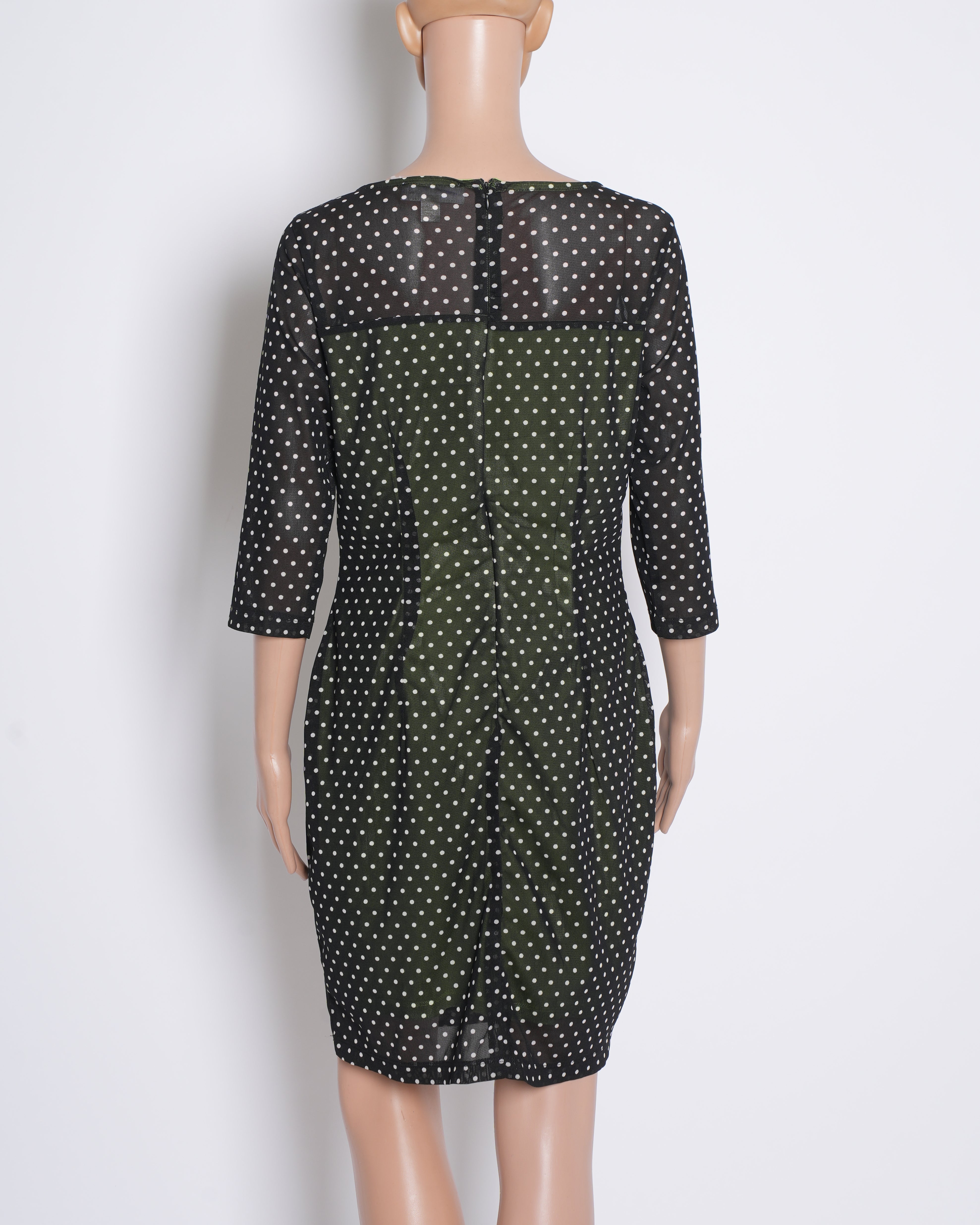 Michael Kors Sheer Polka Dot Dress in Black & White