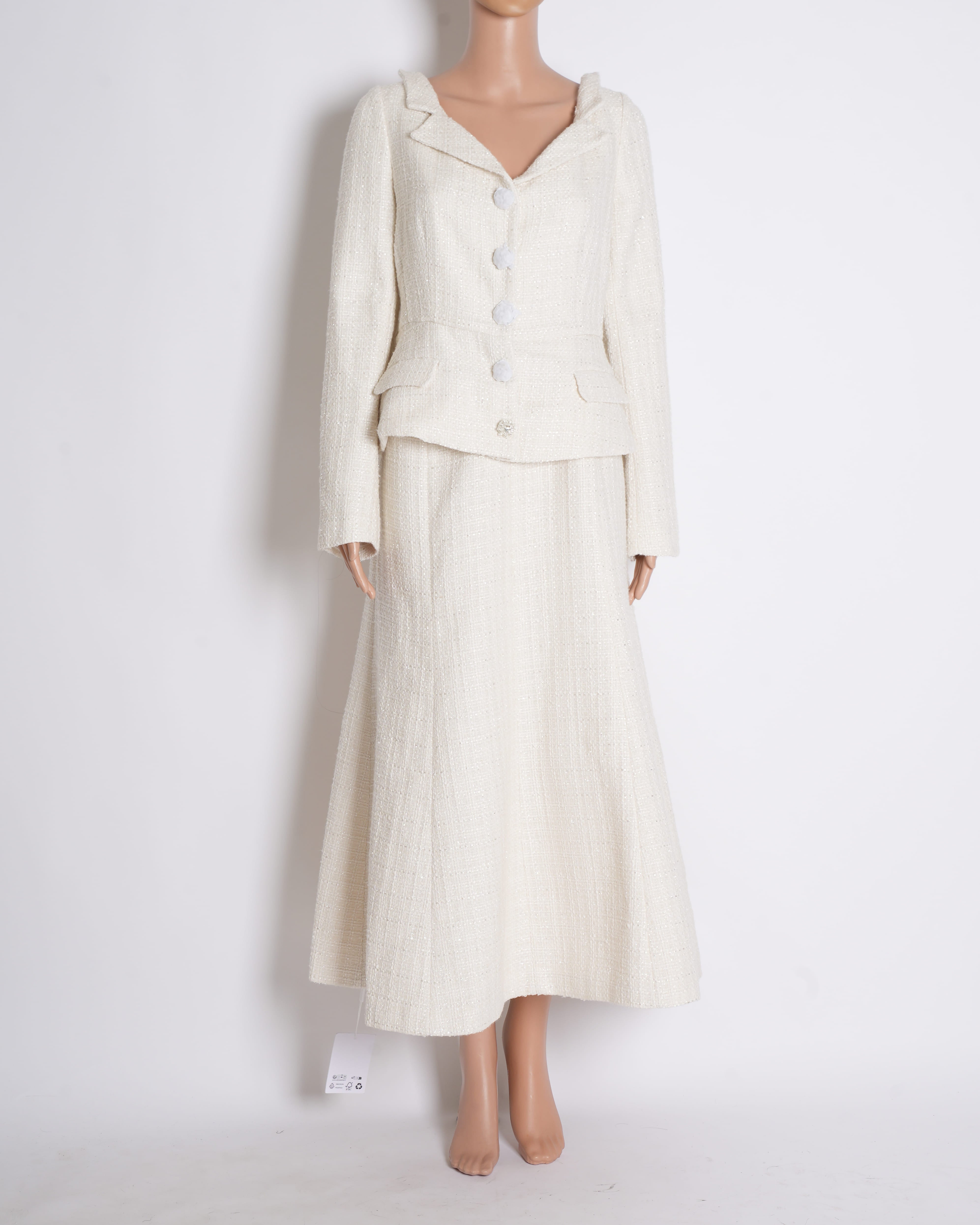 Self-Portrait Cream Bridal boucle midi dress