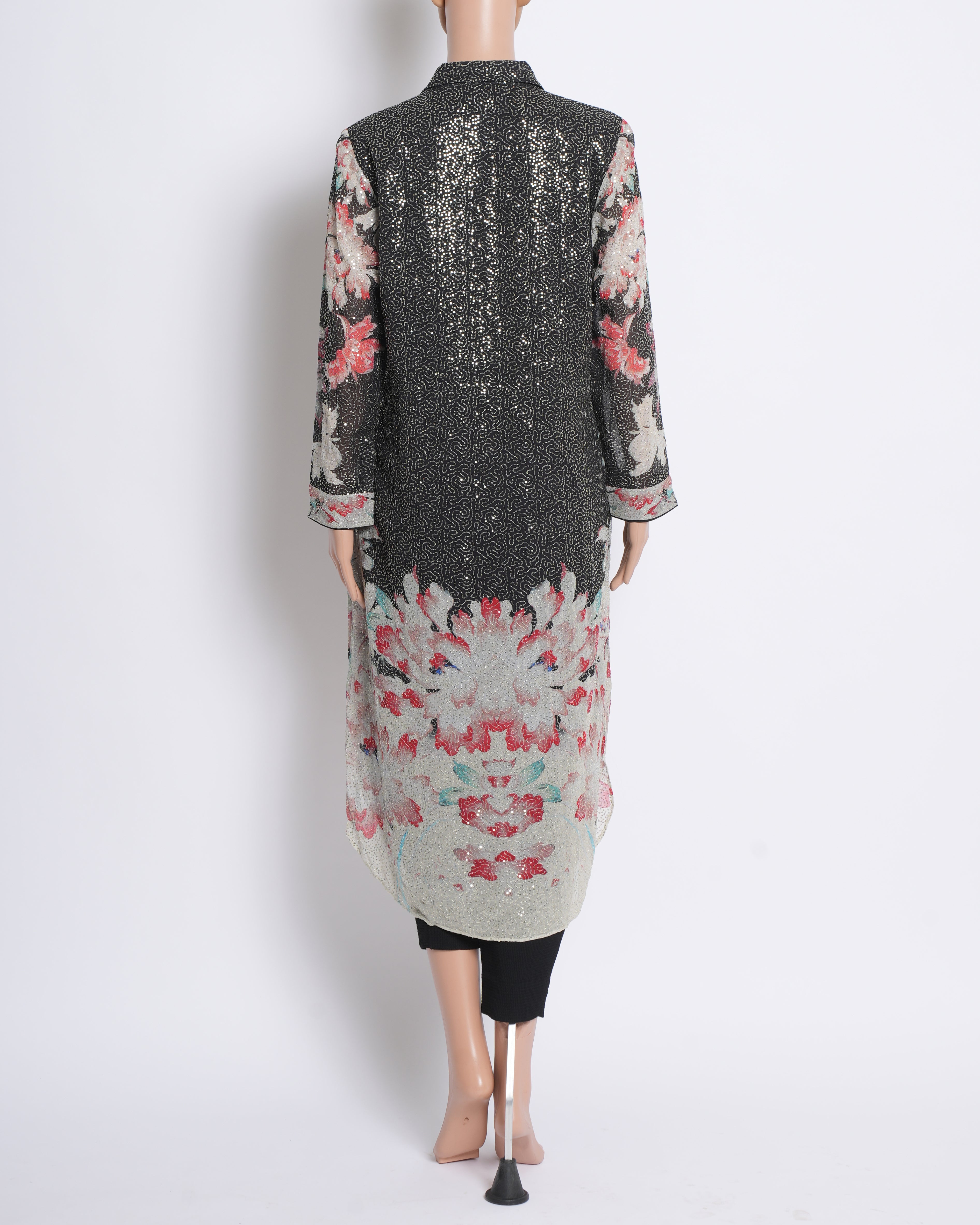 Ranna Gill Multicolor Floral Sequin Shirt Dress