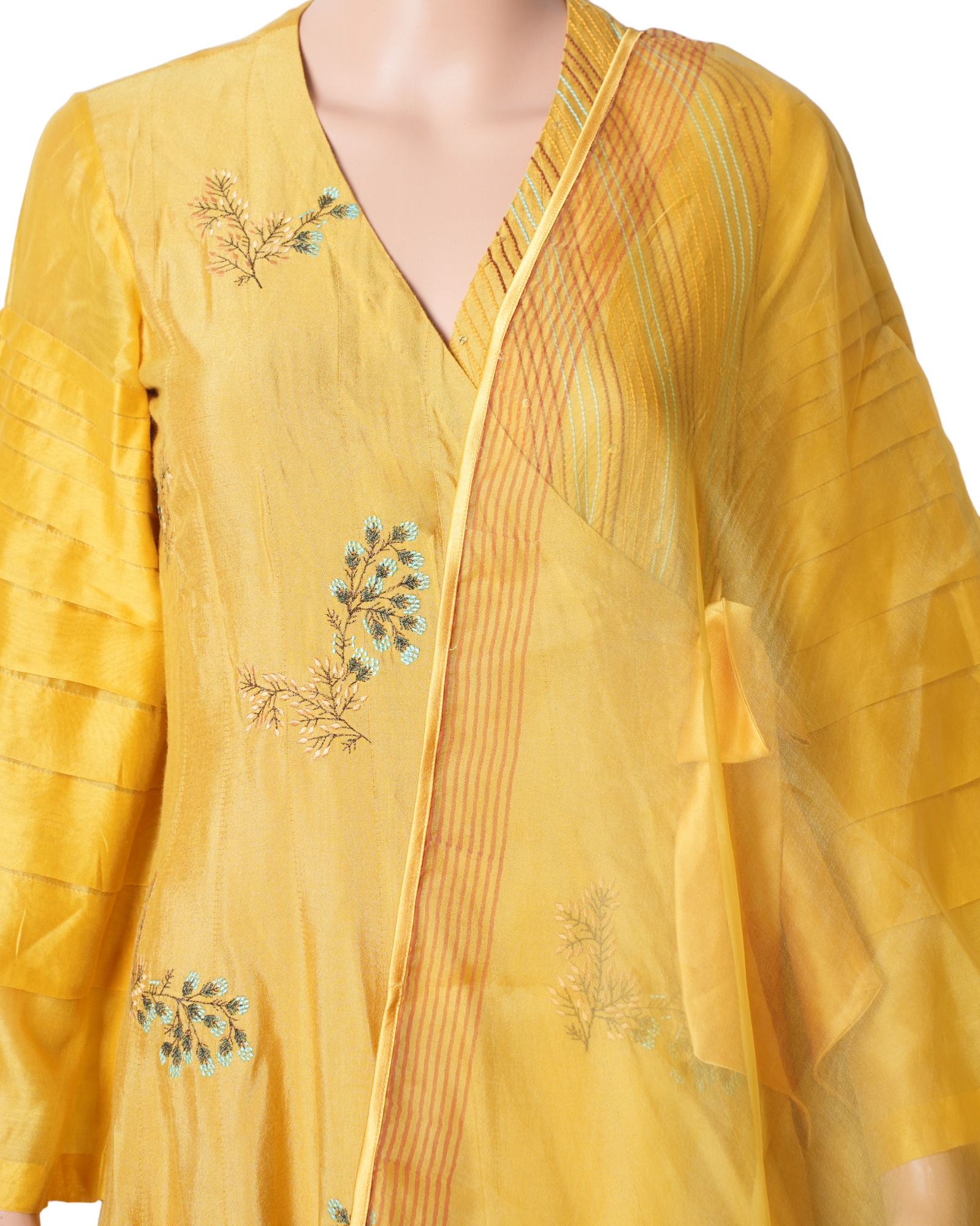 Devnaagri Yellow Angrakha Dress