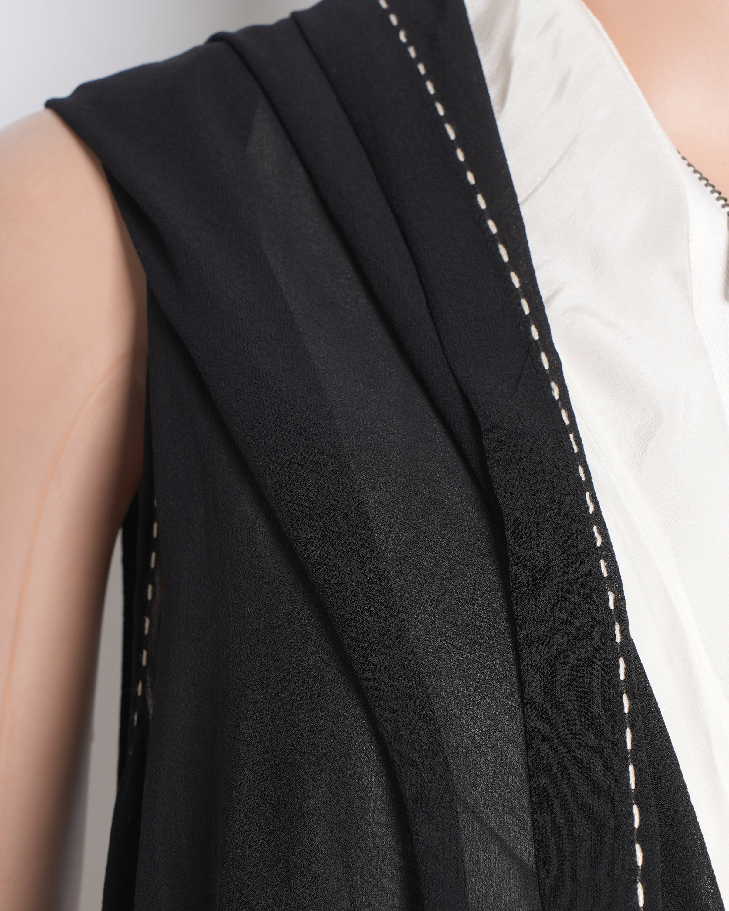 Peachoo Black Sheer Shrug With Scattered Work