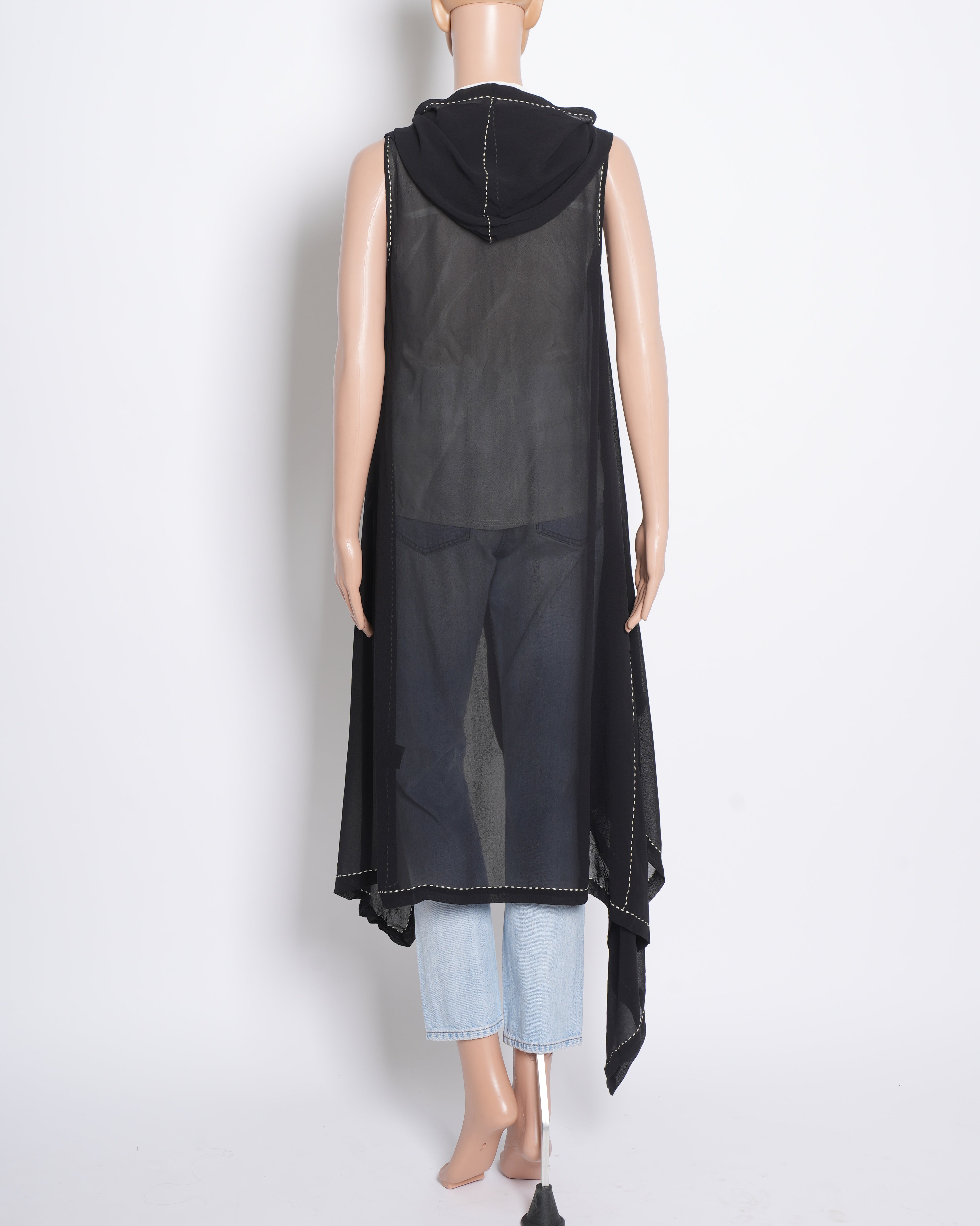 Peachoo Black Sheer Shrug With Scattered Work
