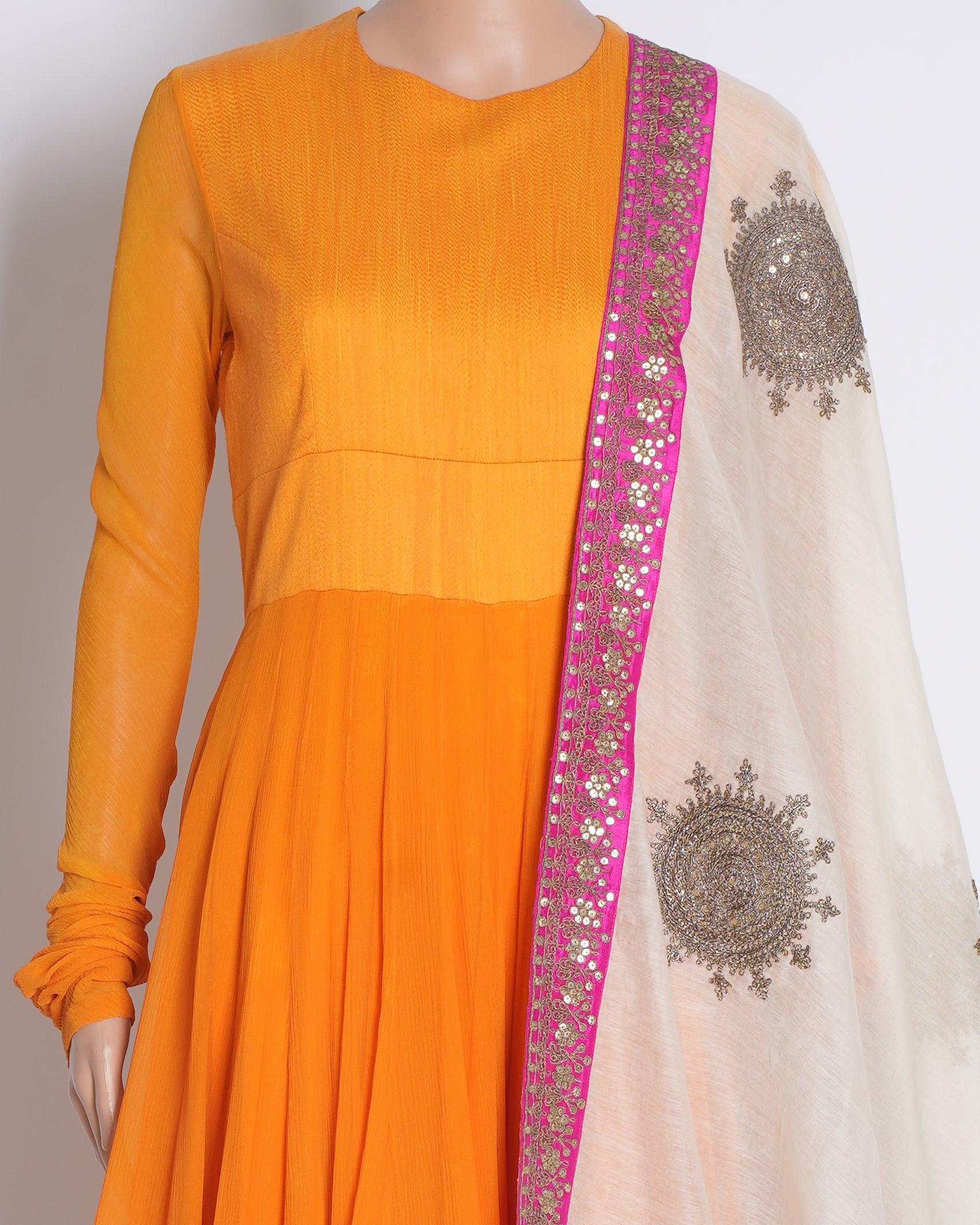 Anamika Khanna Orange Anarkali Set