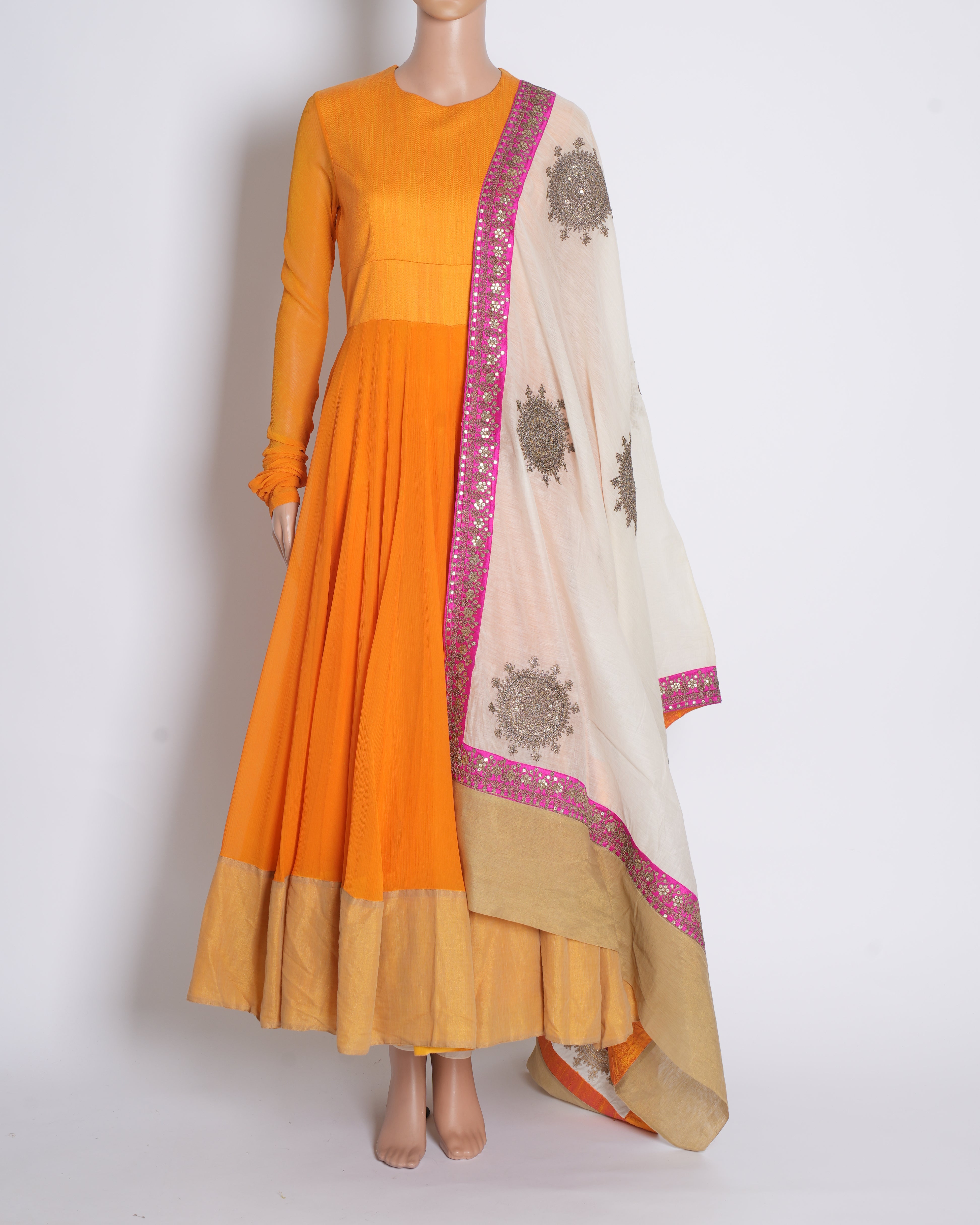 Anamika Khanna Orange Anarkali Set
