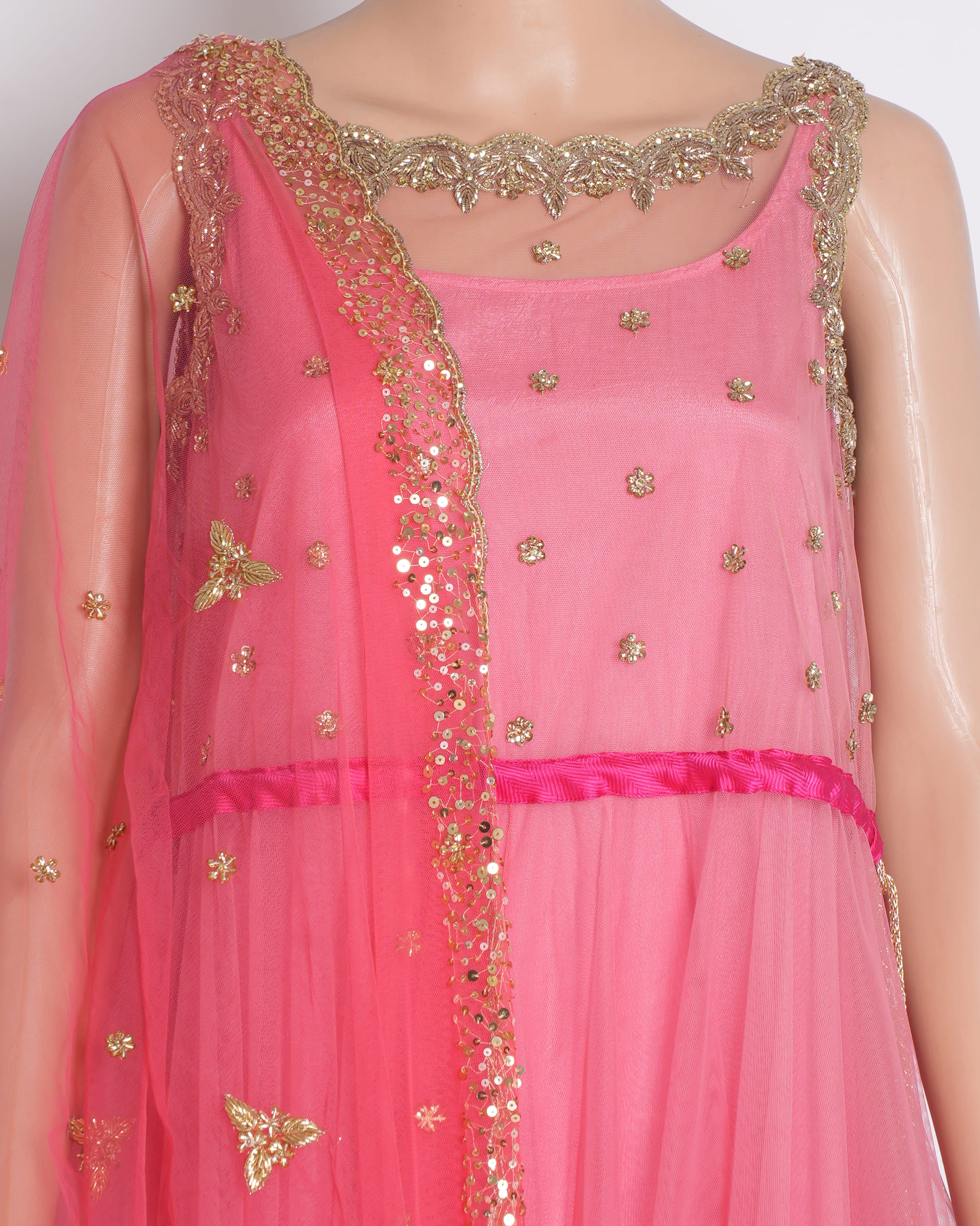 Anushree Reddy Sleeveless Embellished Gown In The Shade Of Red