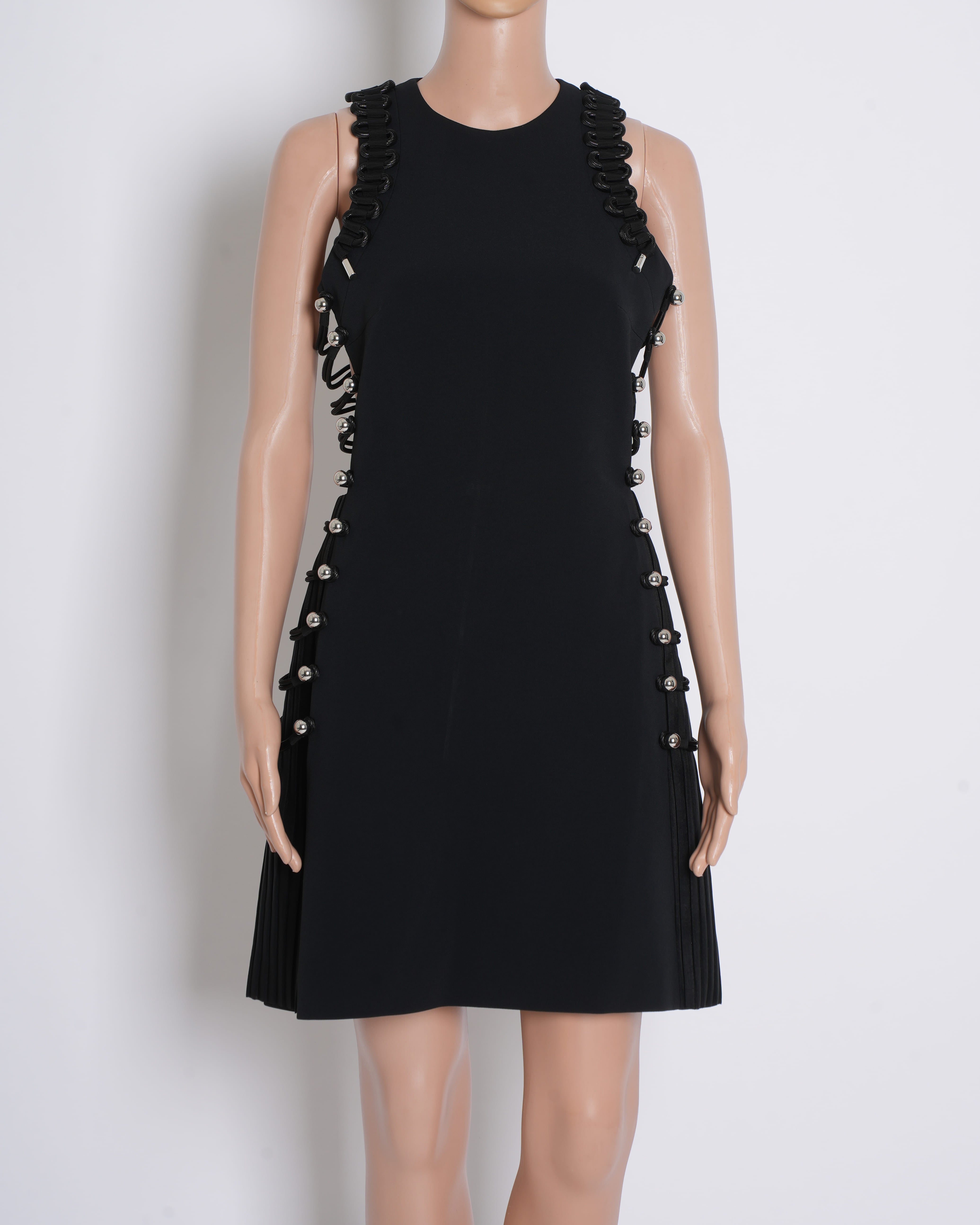 David Koma Black Bodycon Dress with Eyelet & Cord Detailing