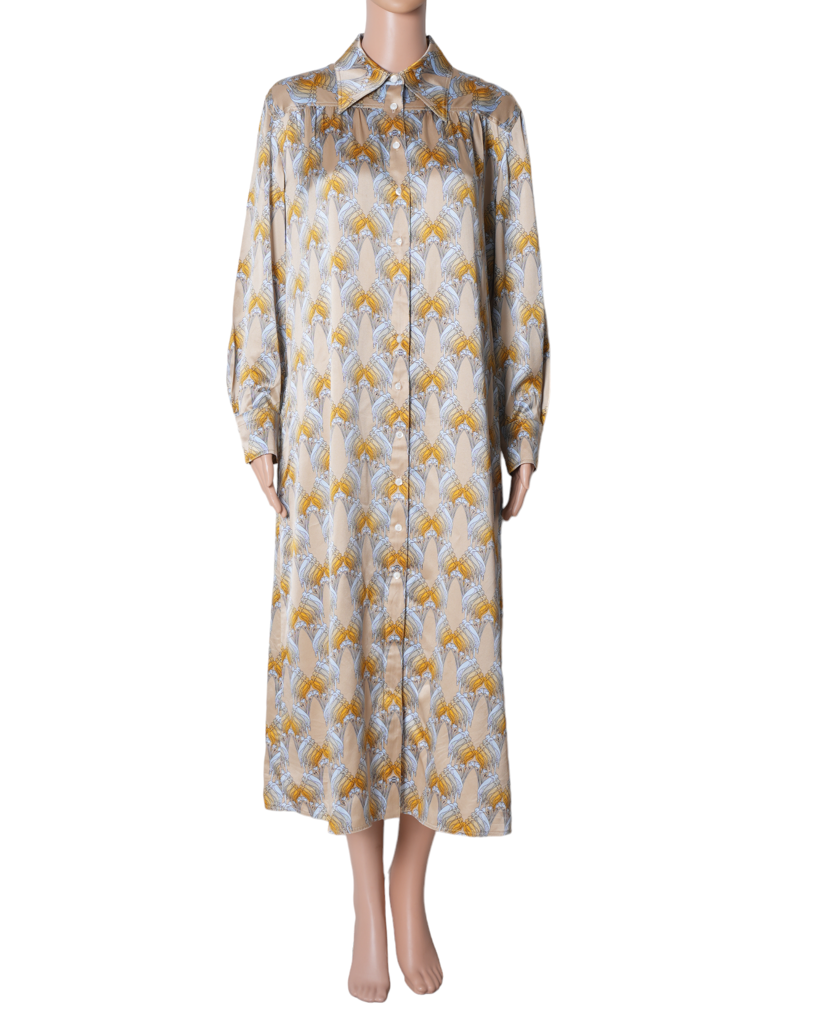 Tory Burch Silk Satin Shirt Dress