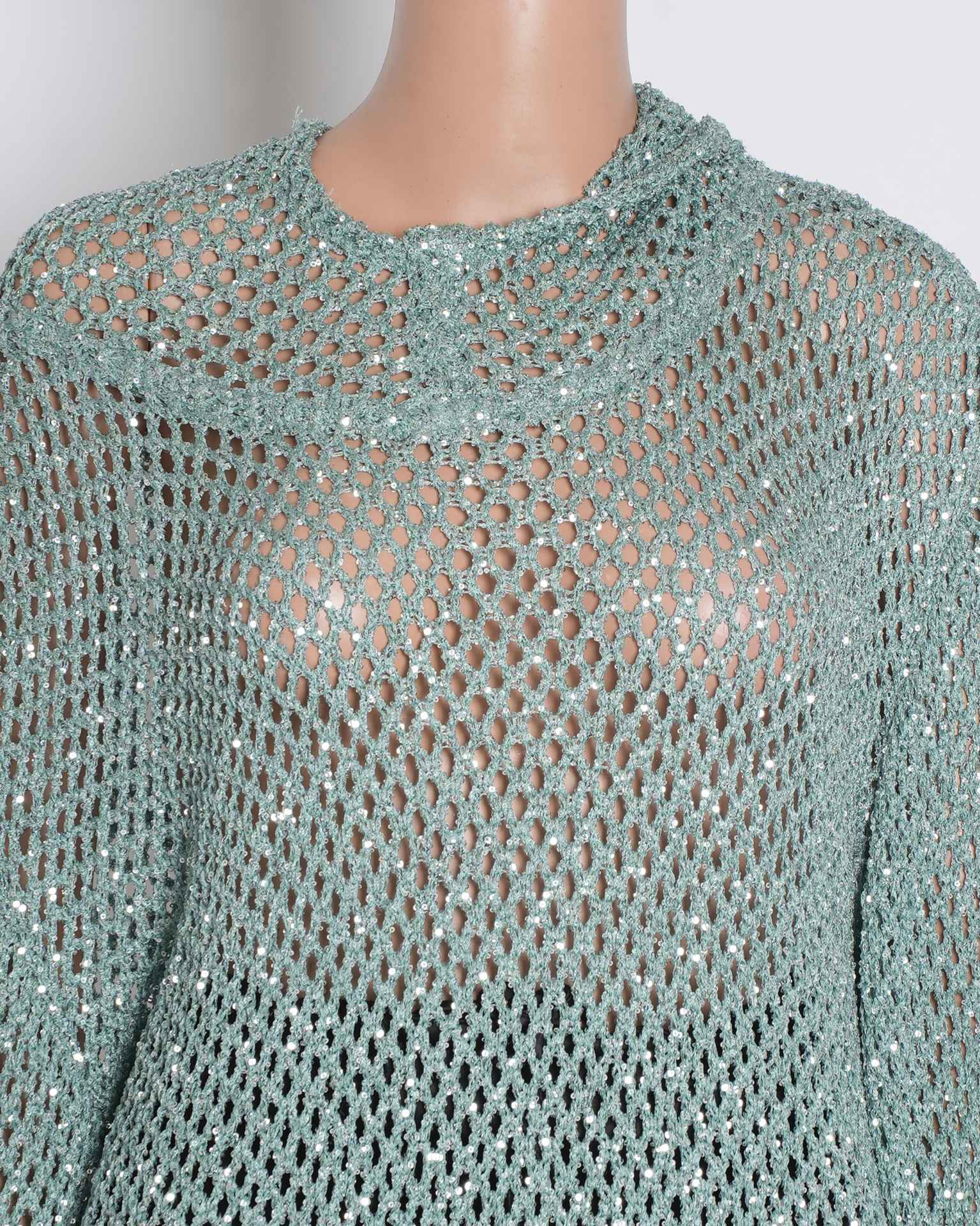 Missoni Sequin Knit Hooded Sweater With Ribbed Hem & Cuff