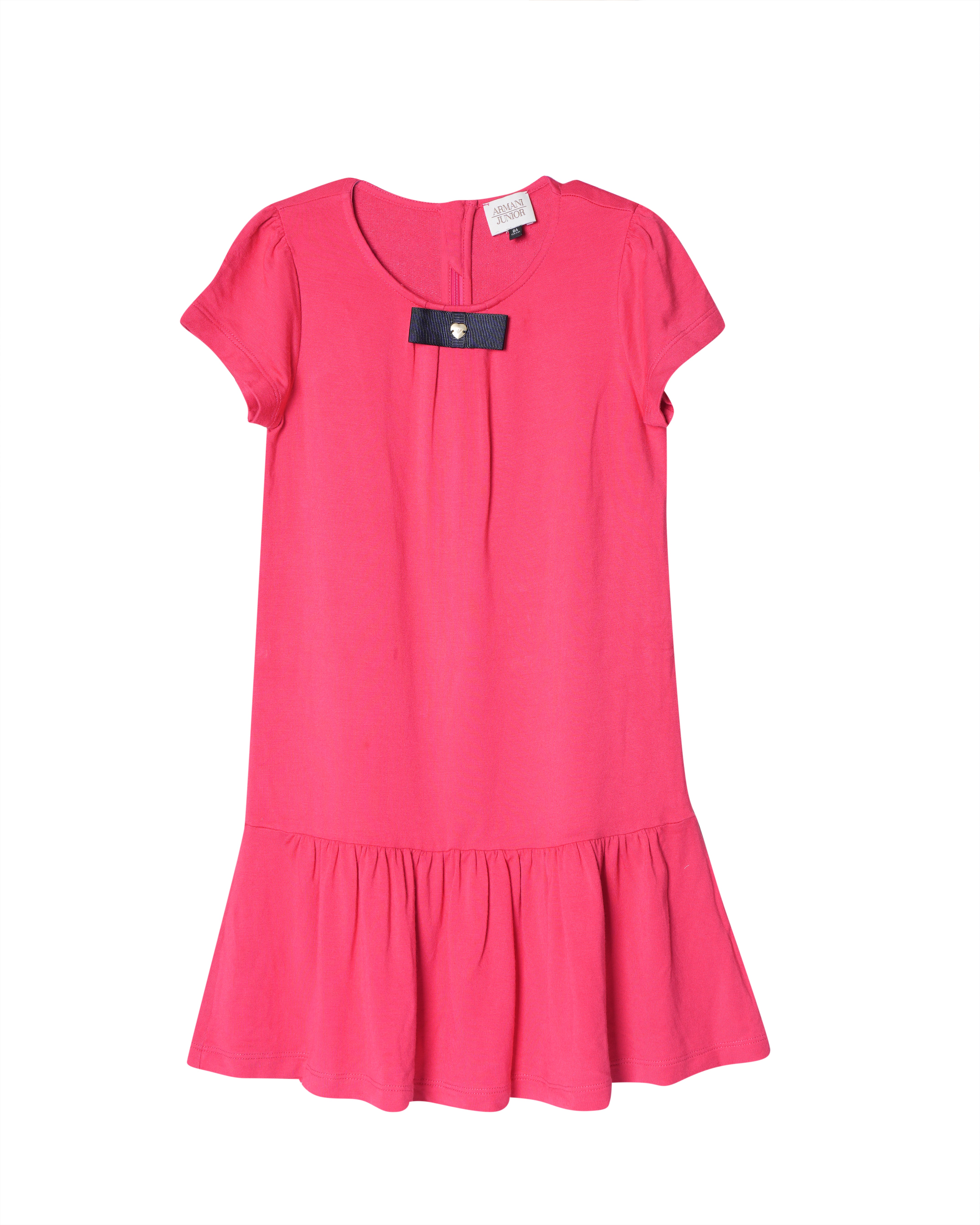Armani Junior Pink Puff Sleeves Dress