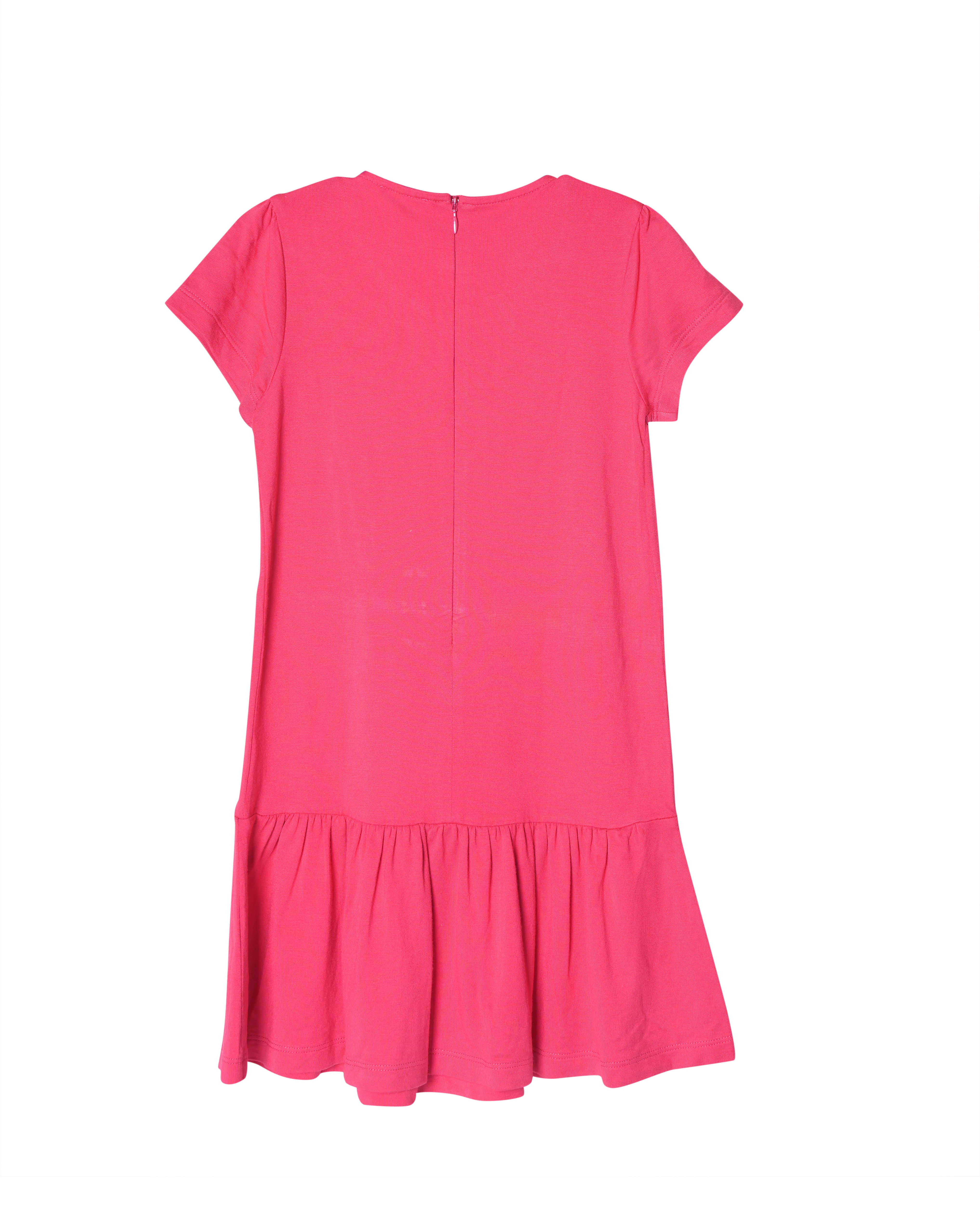 Armani Junior Pink Puff Sleeves Dress