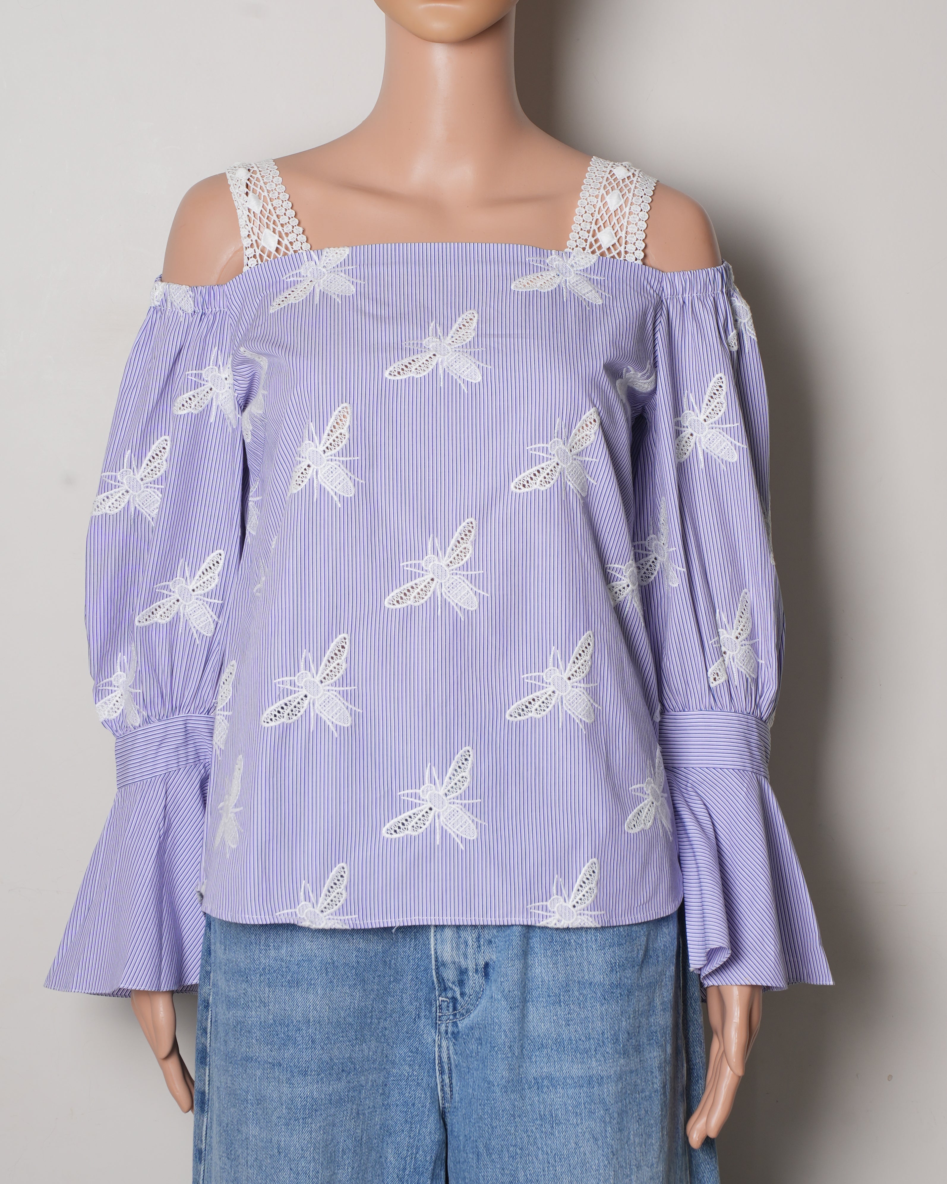 Sandro Purple / Blue Embroidered Top
