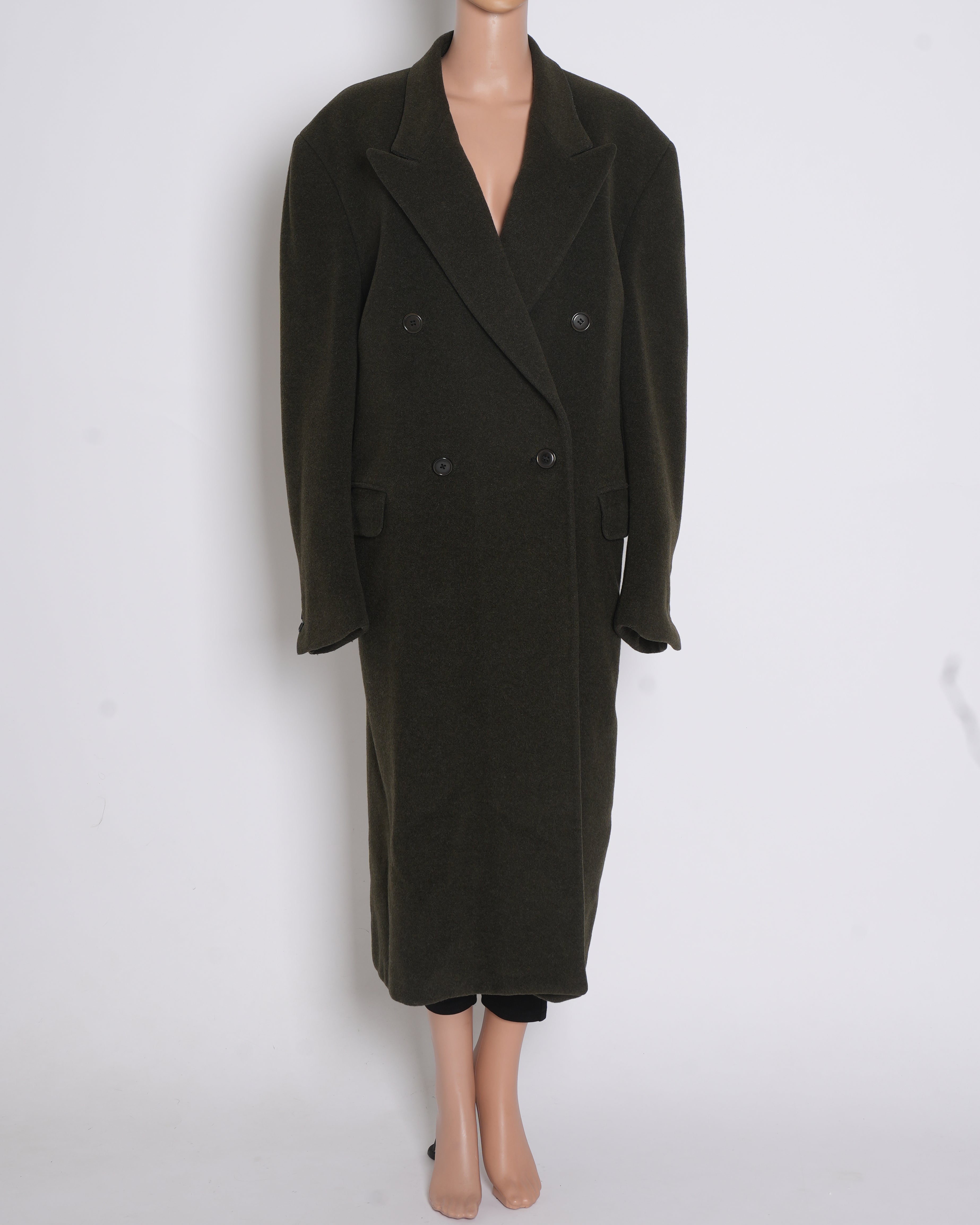 Valentino Wool Blend Double Breasted Overcoat In Military Green
