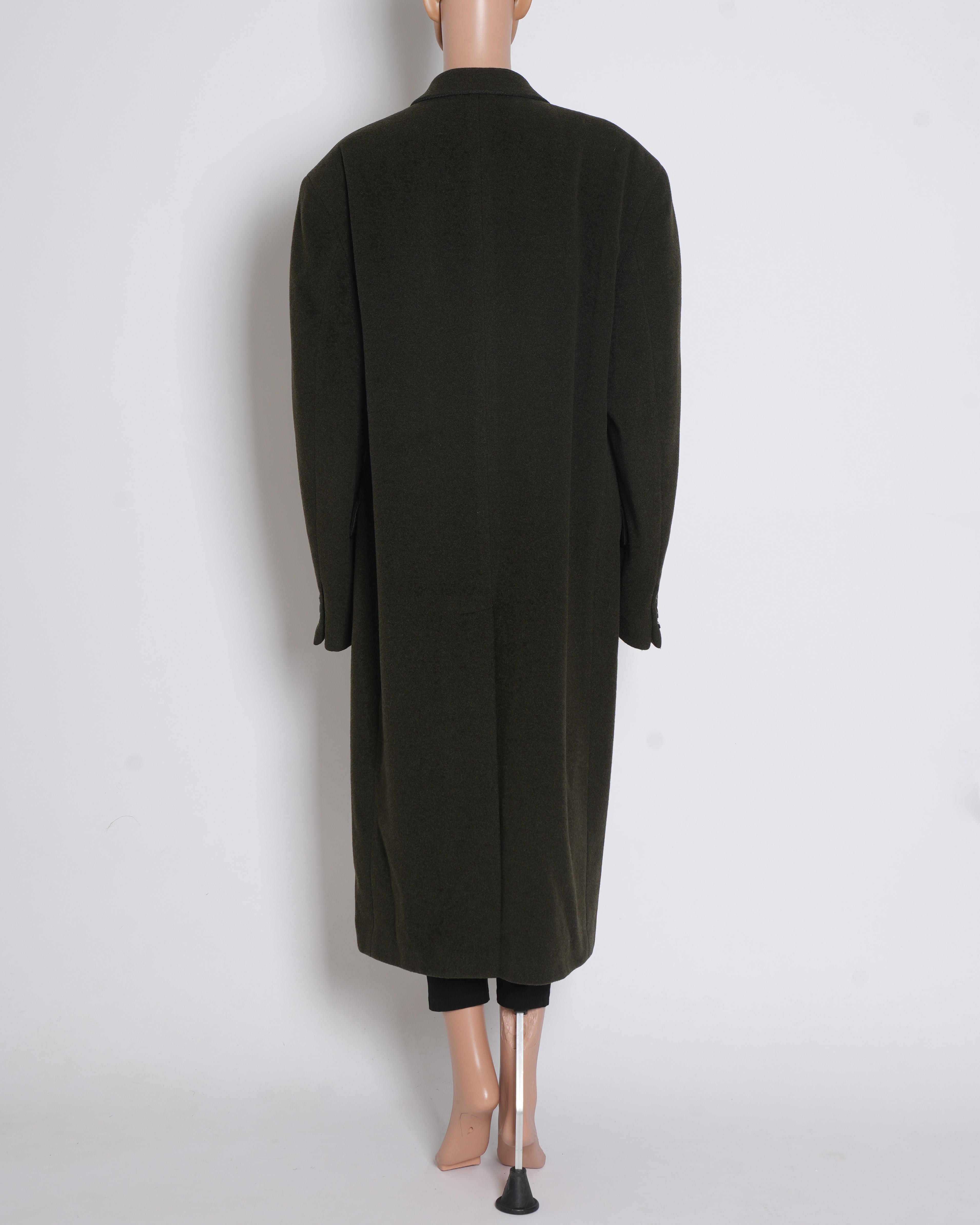 Valentino Wool Blend Double Breasted Overcoat In Military Green