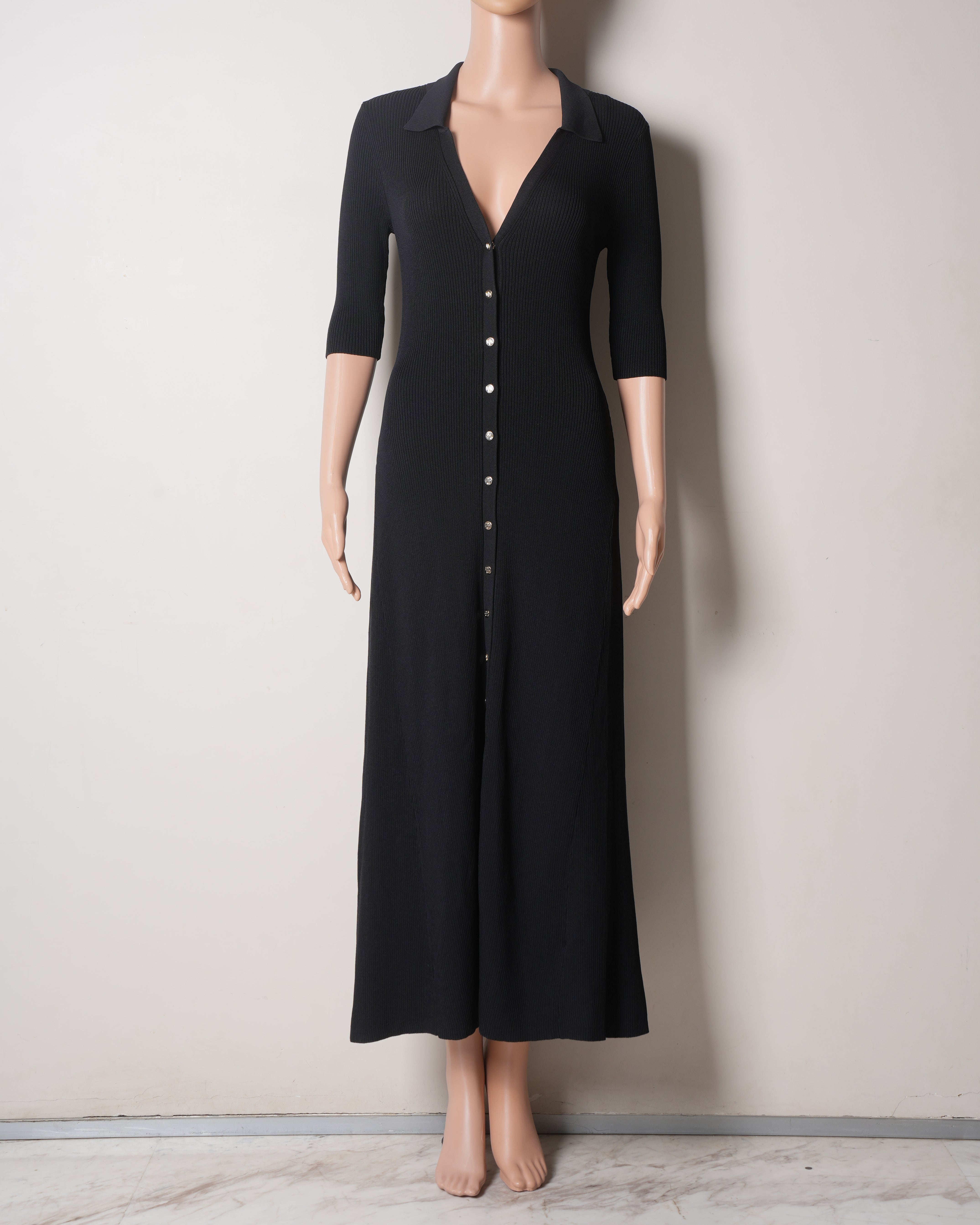 New Maje Black Ribbed Dress