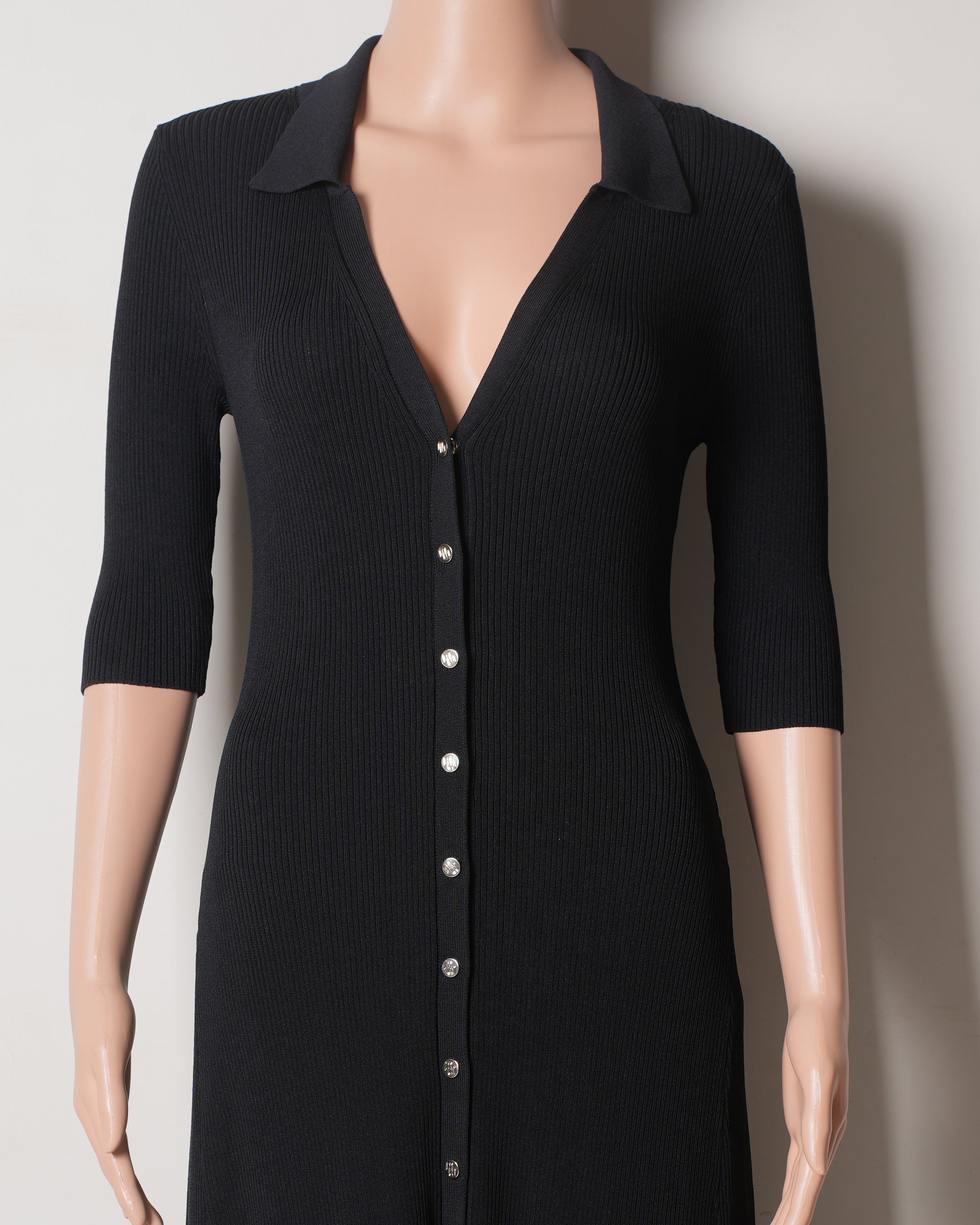 New Maje Black Ribbed Dress