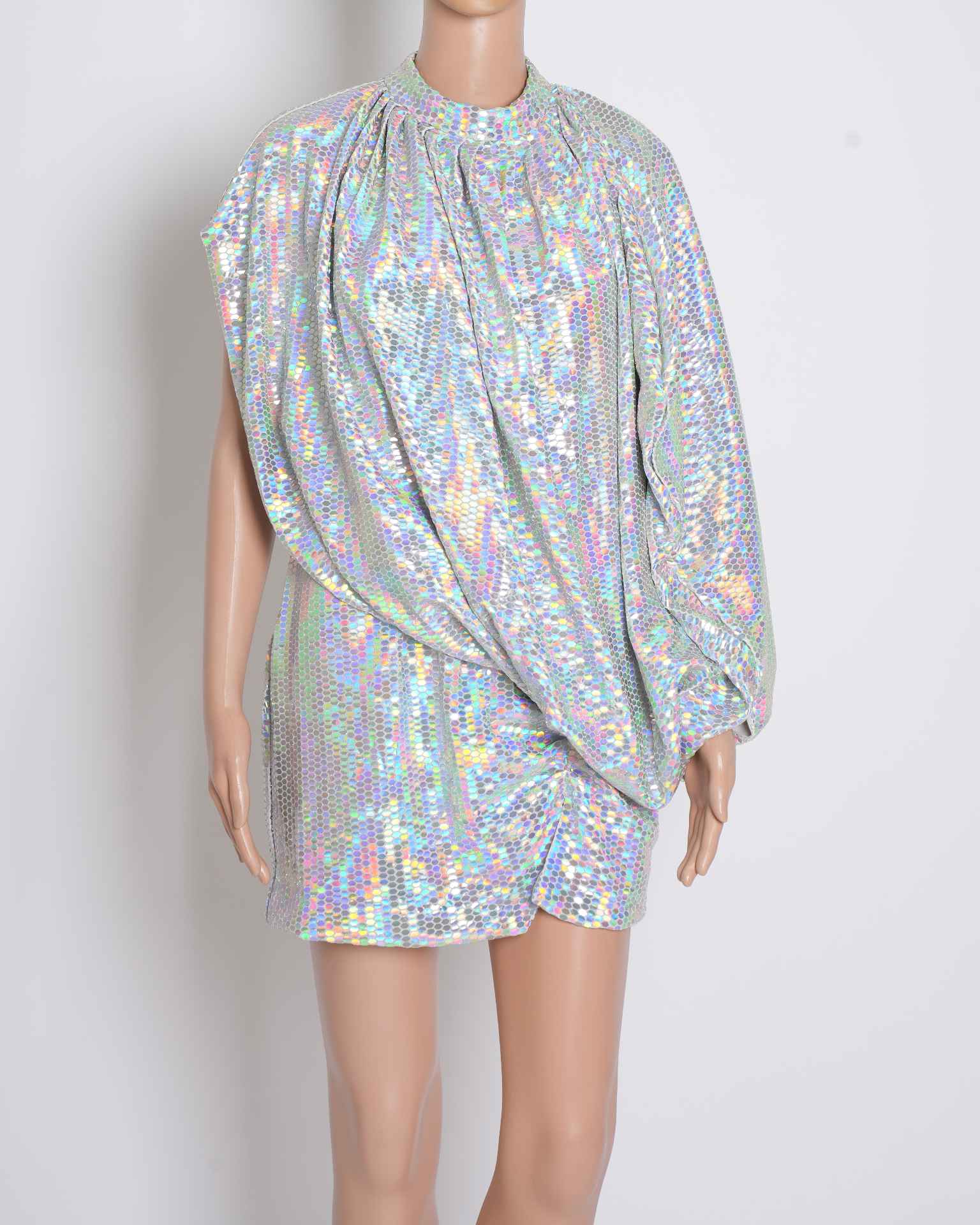 The Attico Sequin Top in Holographic Silver