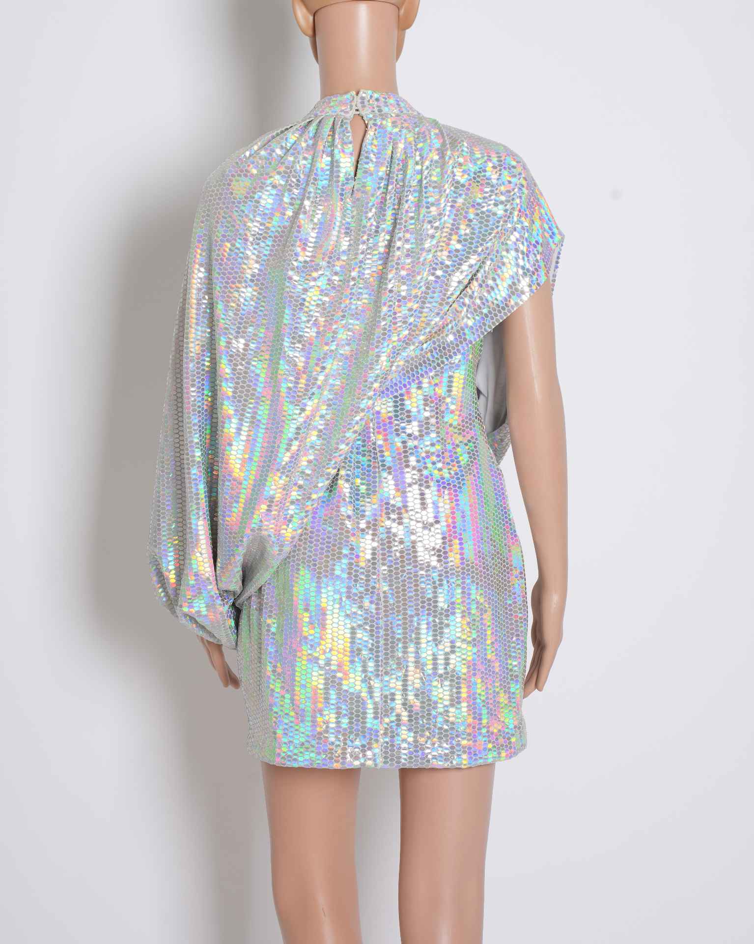 The Attico Sequin Top in Holographic Silver