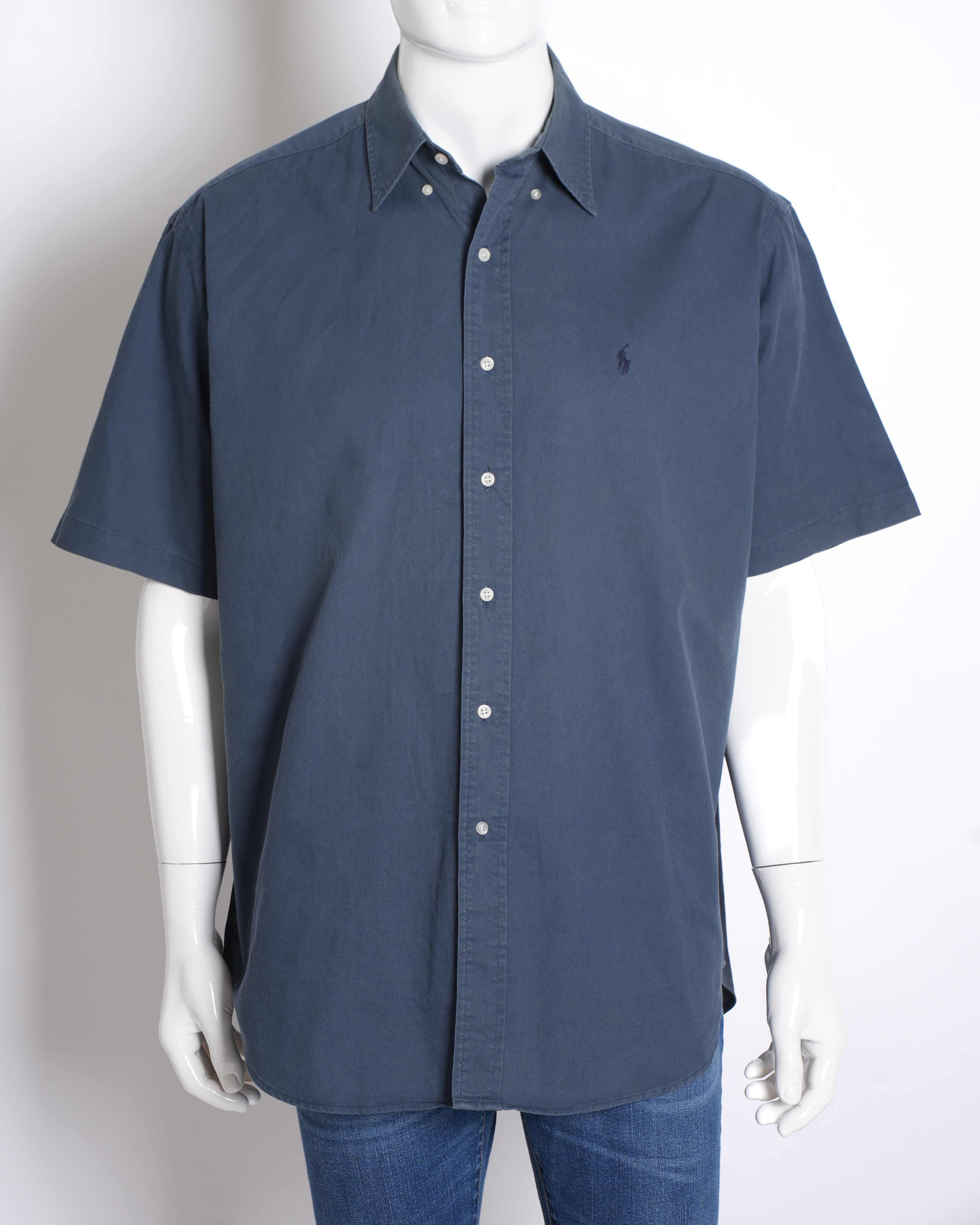 Ralph Lauren Men's Half-Sleeve Button-Down Shirt in Blue