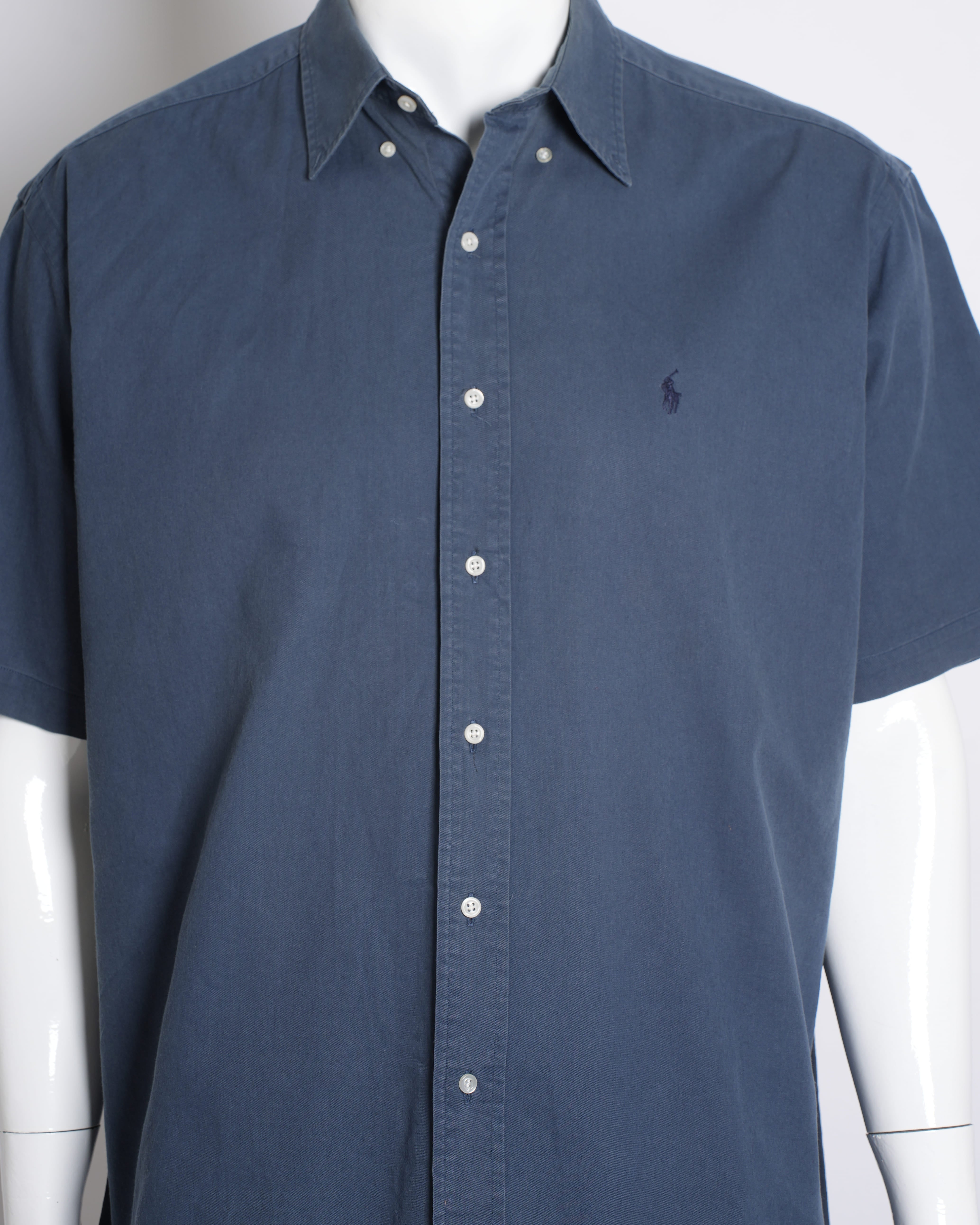 Ralph Lauren Men's Half-Sleeve Button-Down Shirt in Blue