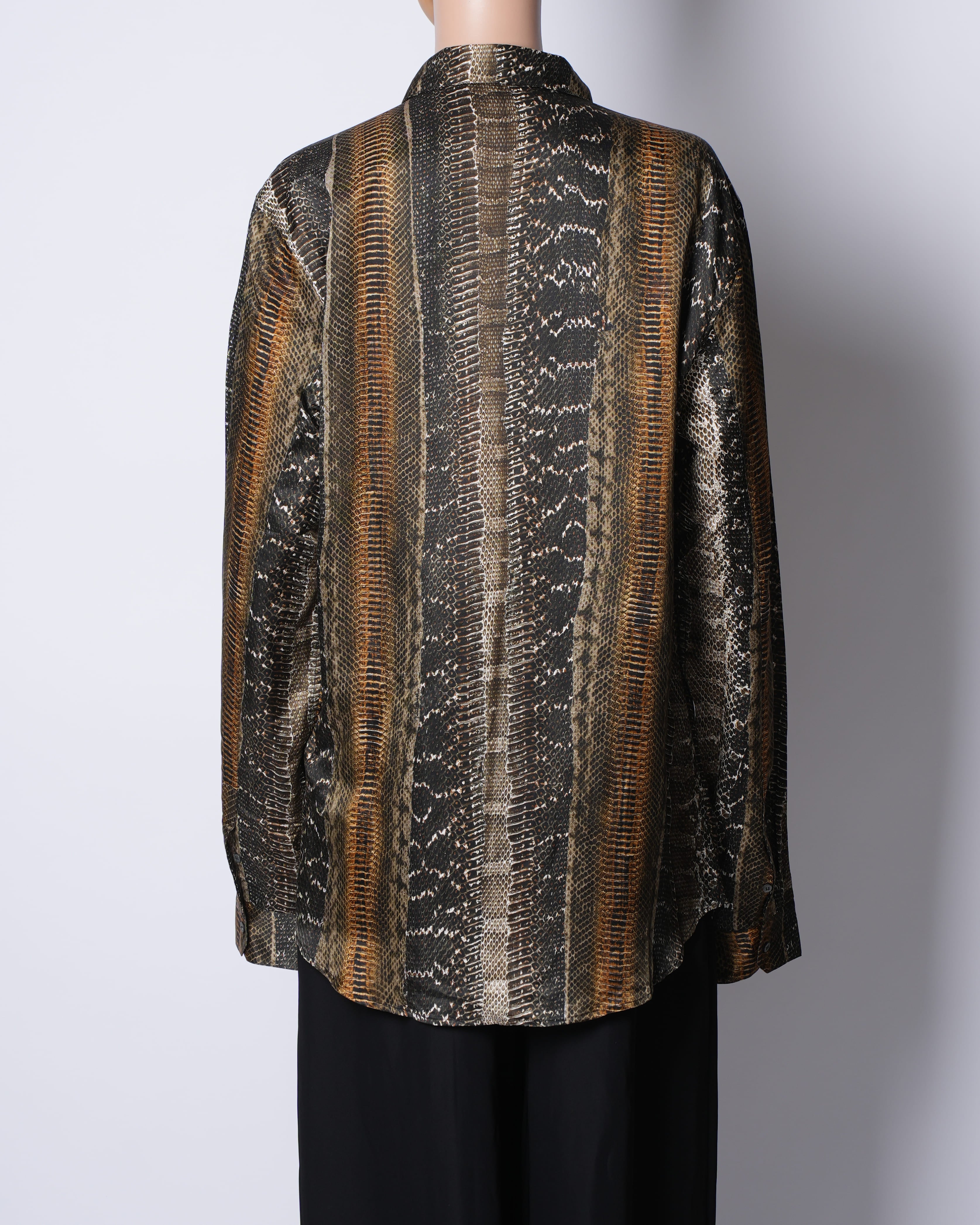Roberto Cavalli Reptile Print Button-Down Shirt