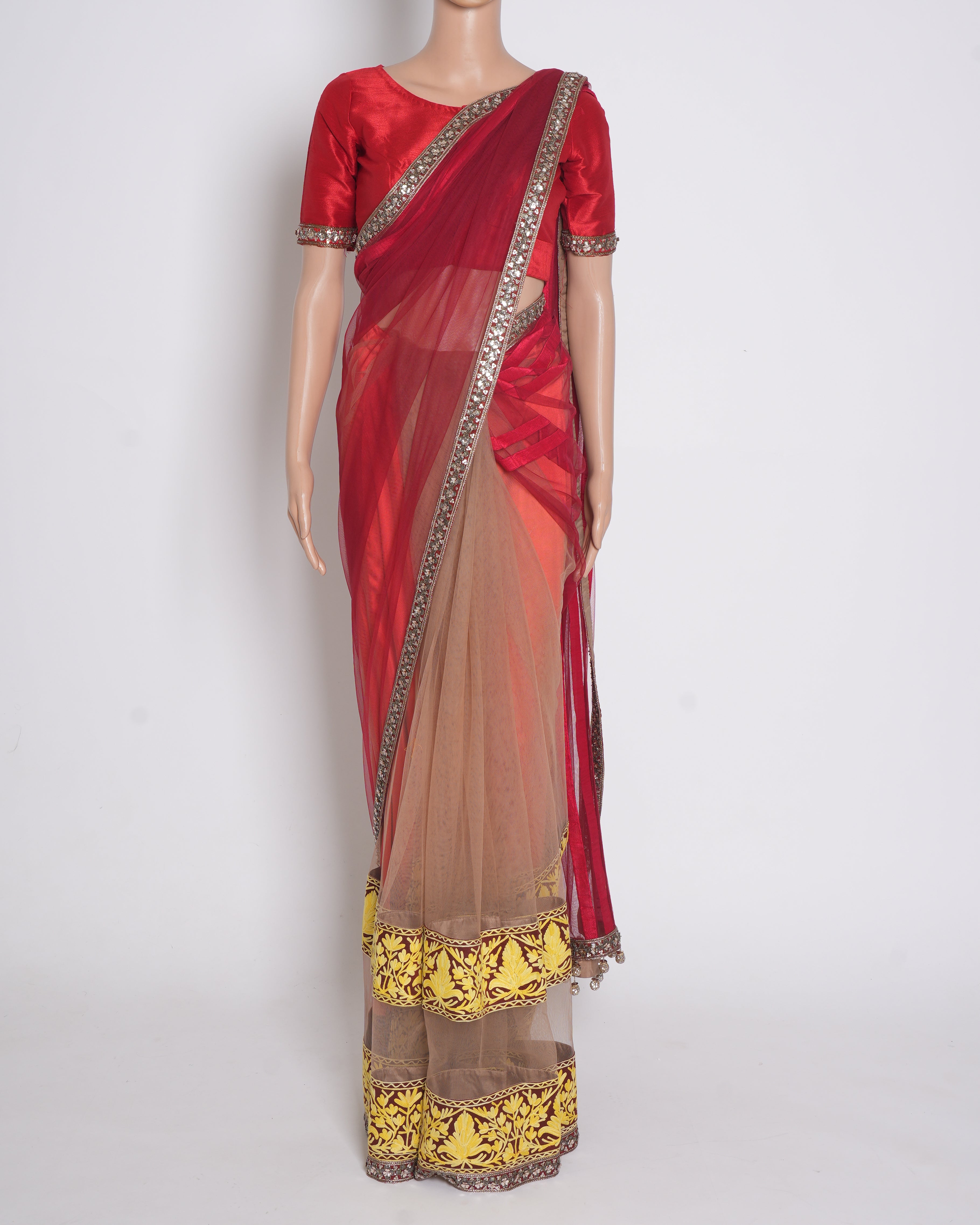 Manish Malhotra Saree Set Of 2 In Red