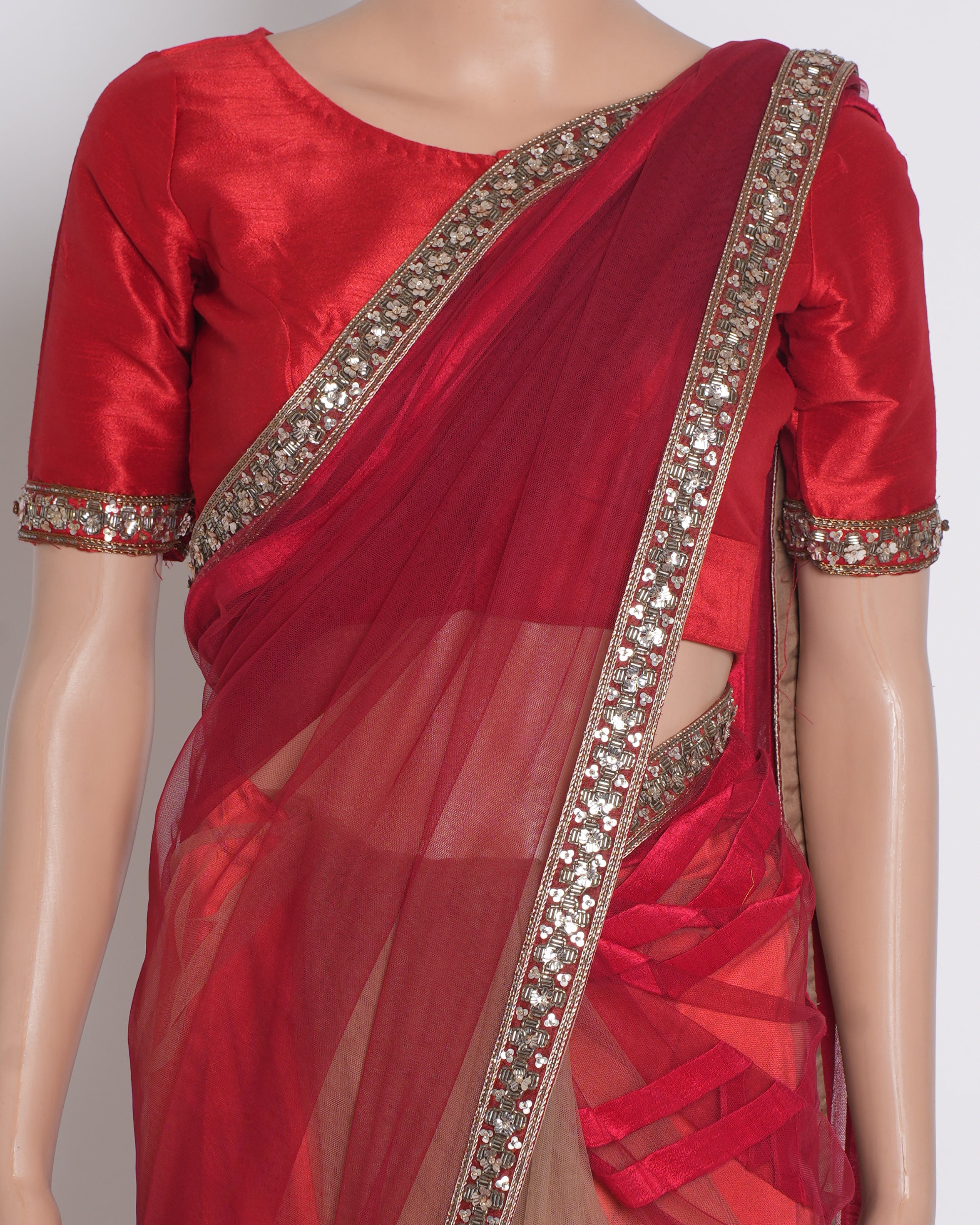 Manish Malhotra Saree Set Of 2 In Red