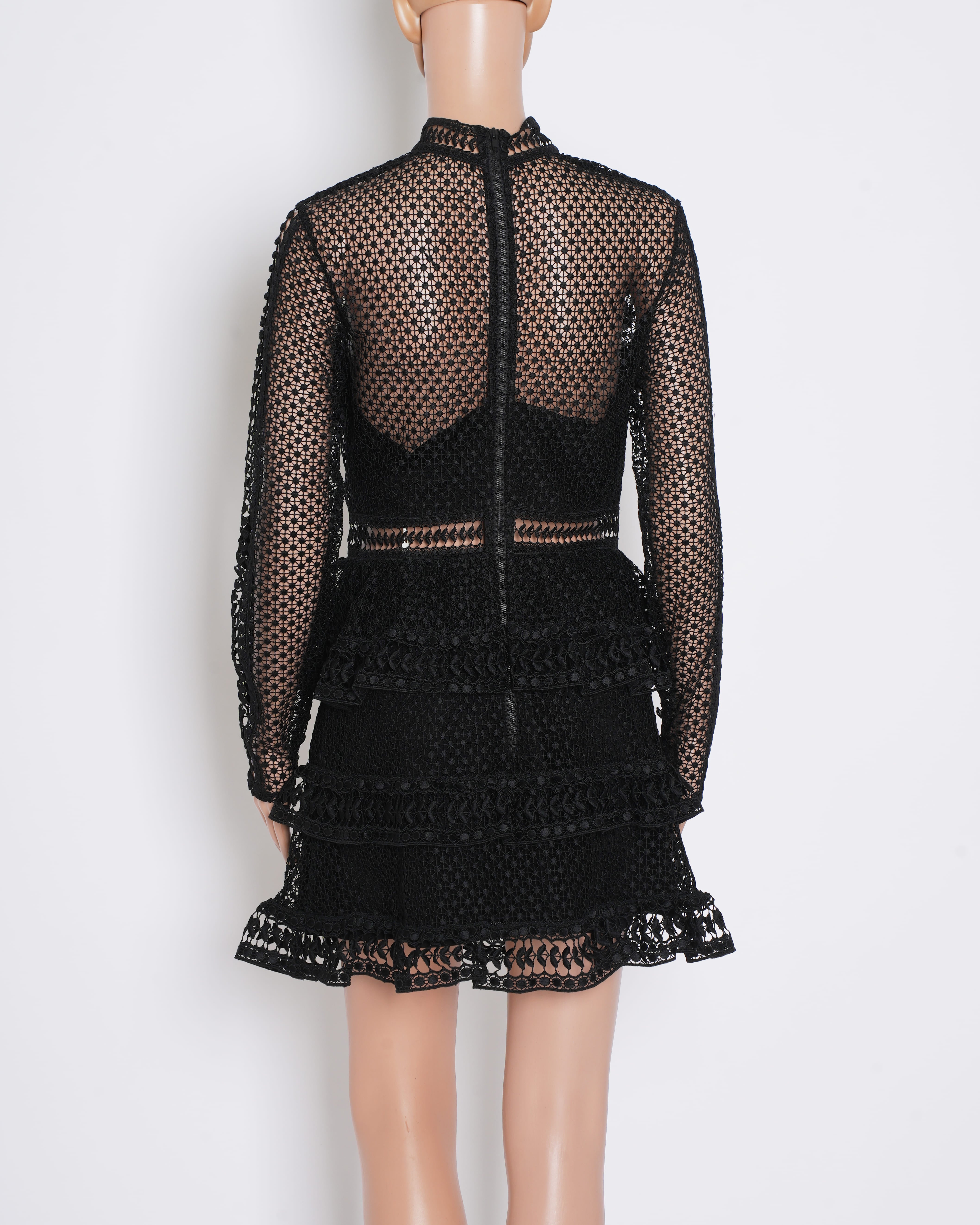New Self Portrait Lace Dress In Black
